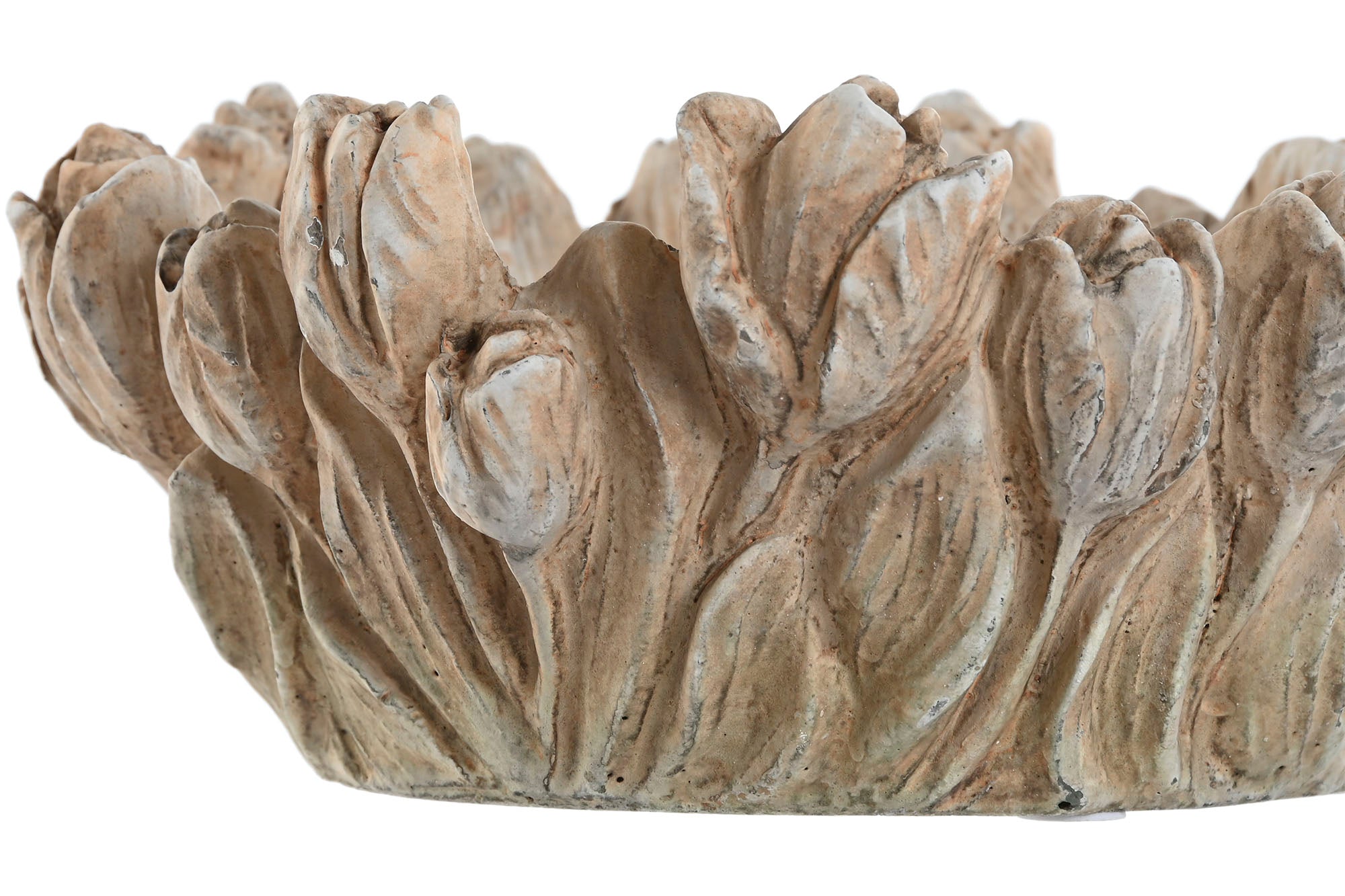 CENTRO MESA CEMENTO 23X23X10 TULIPANES DESGASTADO - Imagen 2