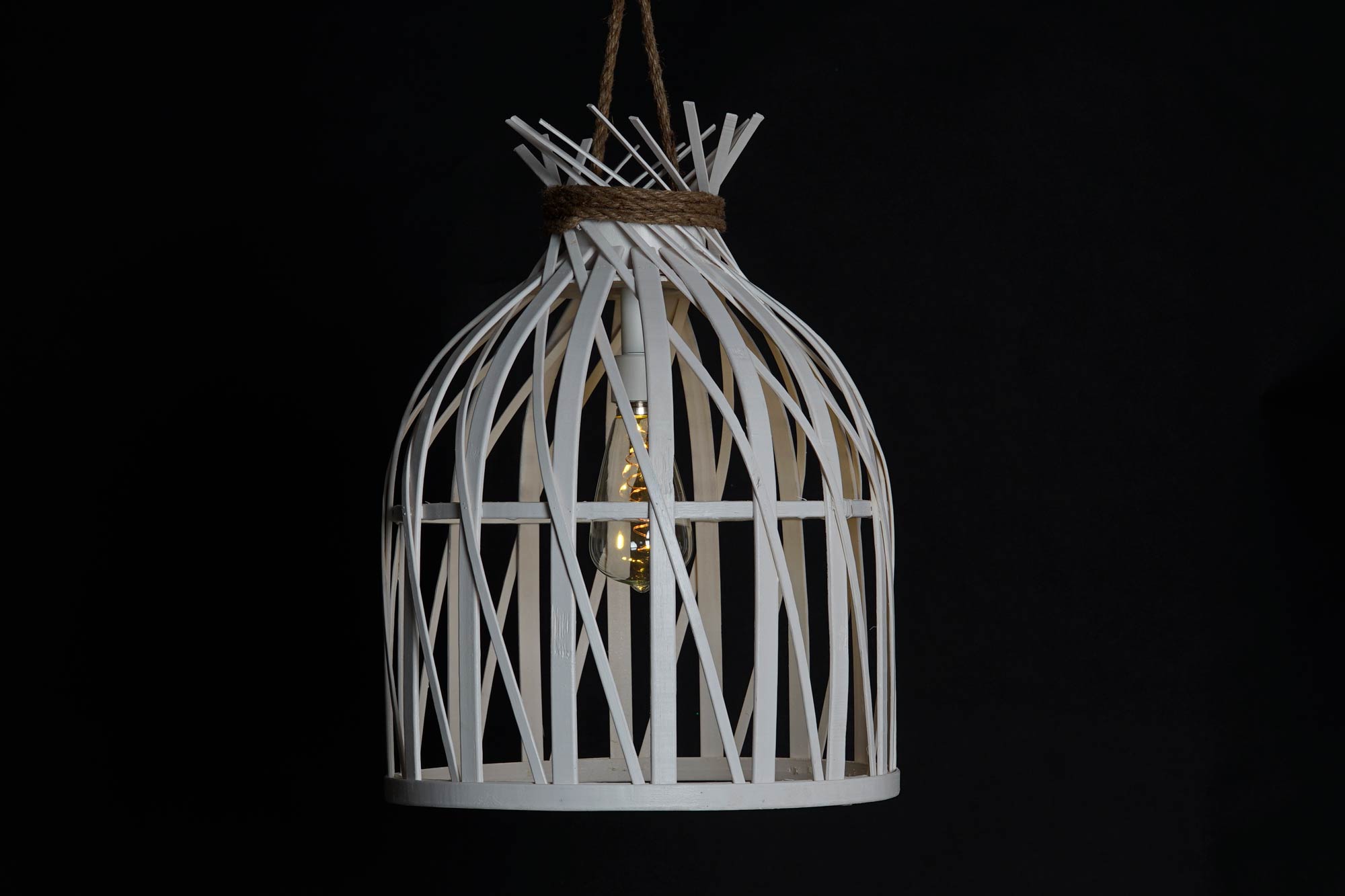 LAMPARA TECHO LED BAMBU 30,5X30,5X40,5 3XAA BLANCO - Imagen 2