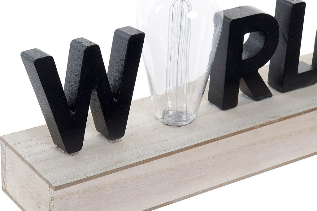 DECORACION LUMINOSA LED MDF 34X8X16 WORLD NEGRO - Imagen 2