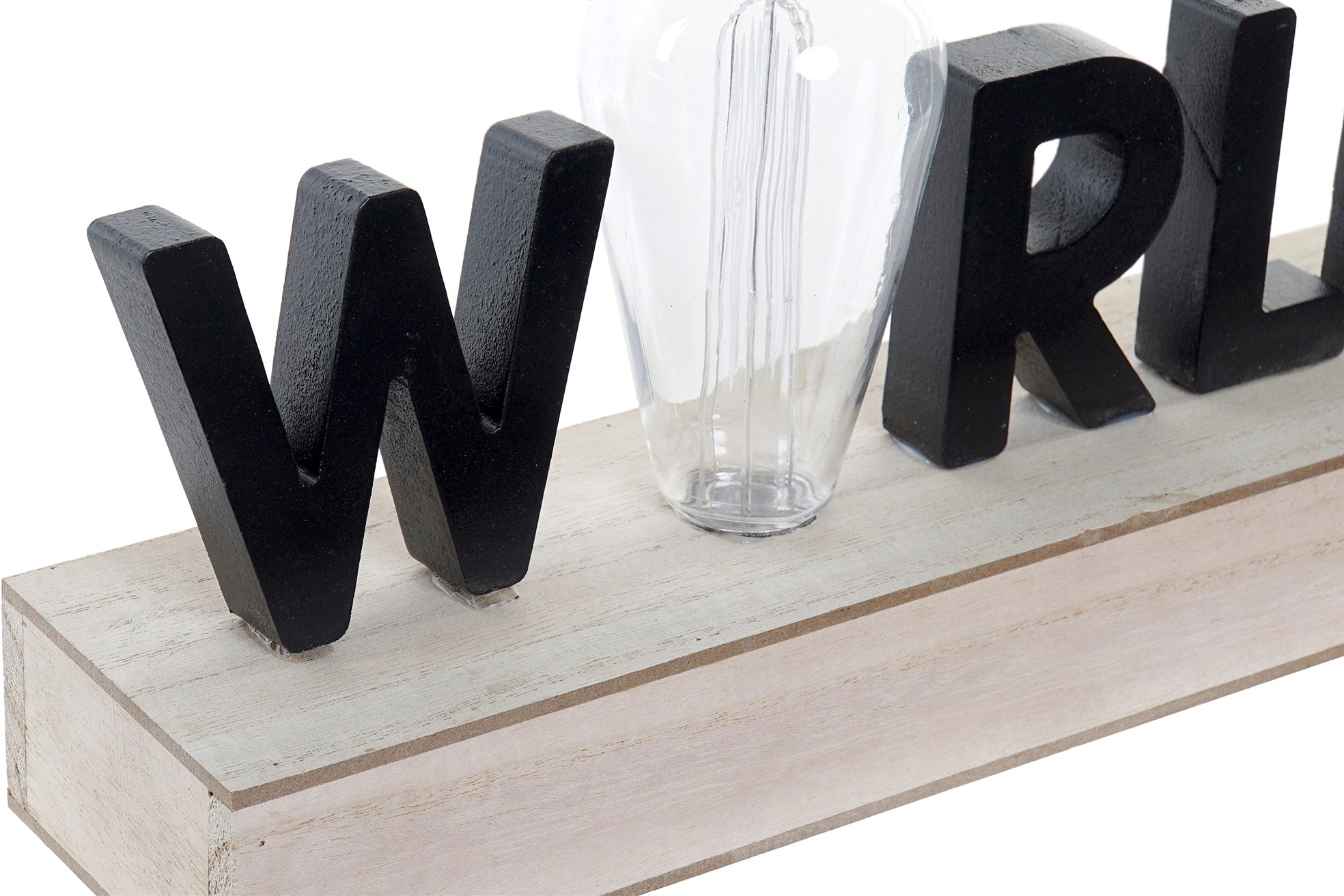 DECORACION LUMINOSA LED MDF 34X8X16 WORLD NEGRO - Imagen 2