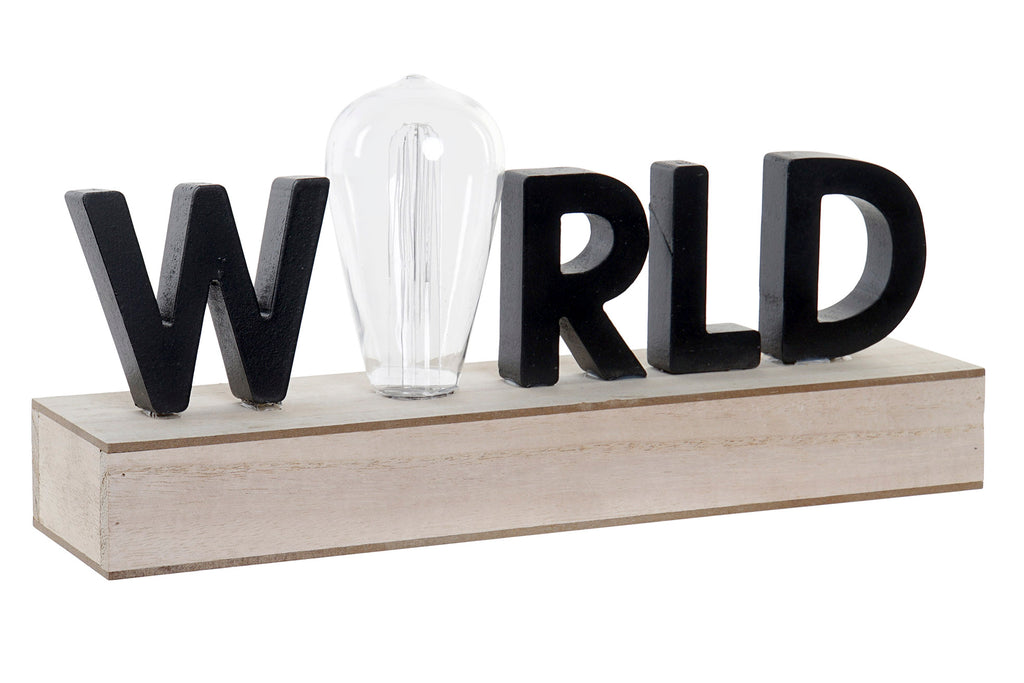 DECORACION LUMINOSA LED MDF 34X8X16 WORLD NEGRO - Imagen 1
