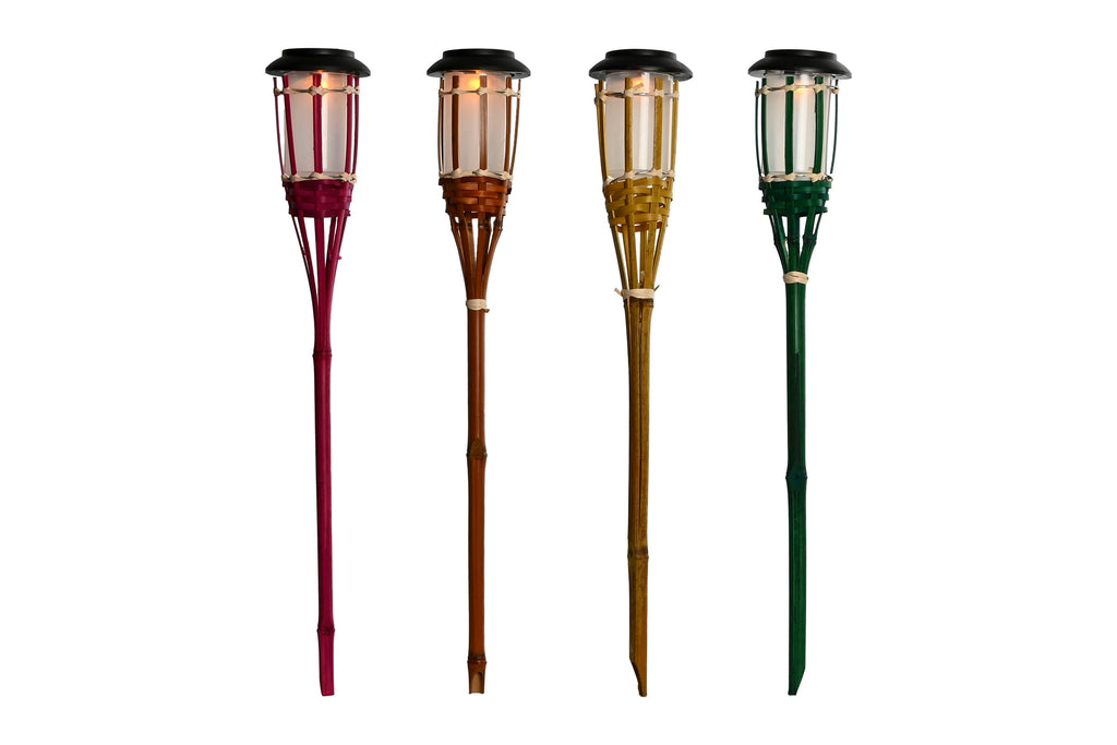 LAMPARA SOLAR LED BAMBU 9X9X54 ANTORCHA 4 SURT. - Imagen 1