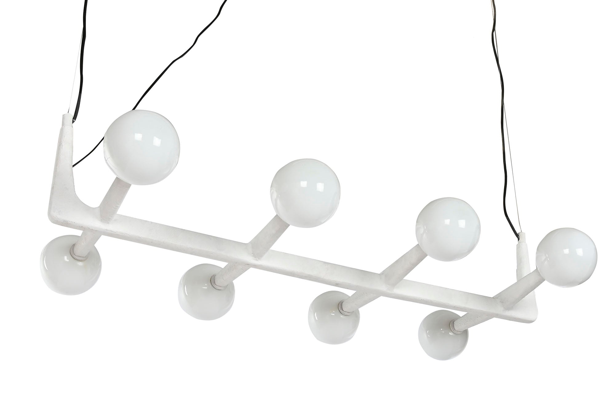 LAMPARA TECHO METAL CRISTAL 110X45X120 BOLA BLANCO - Imagen 2