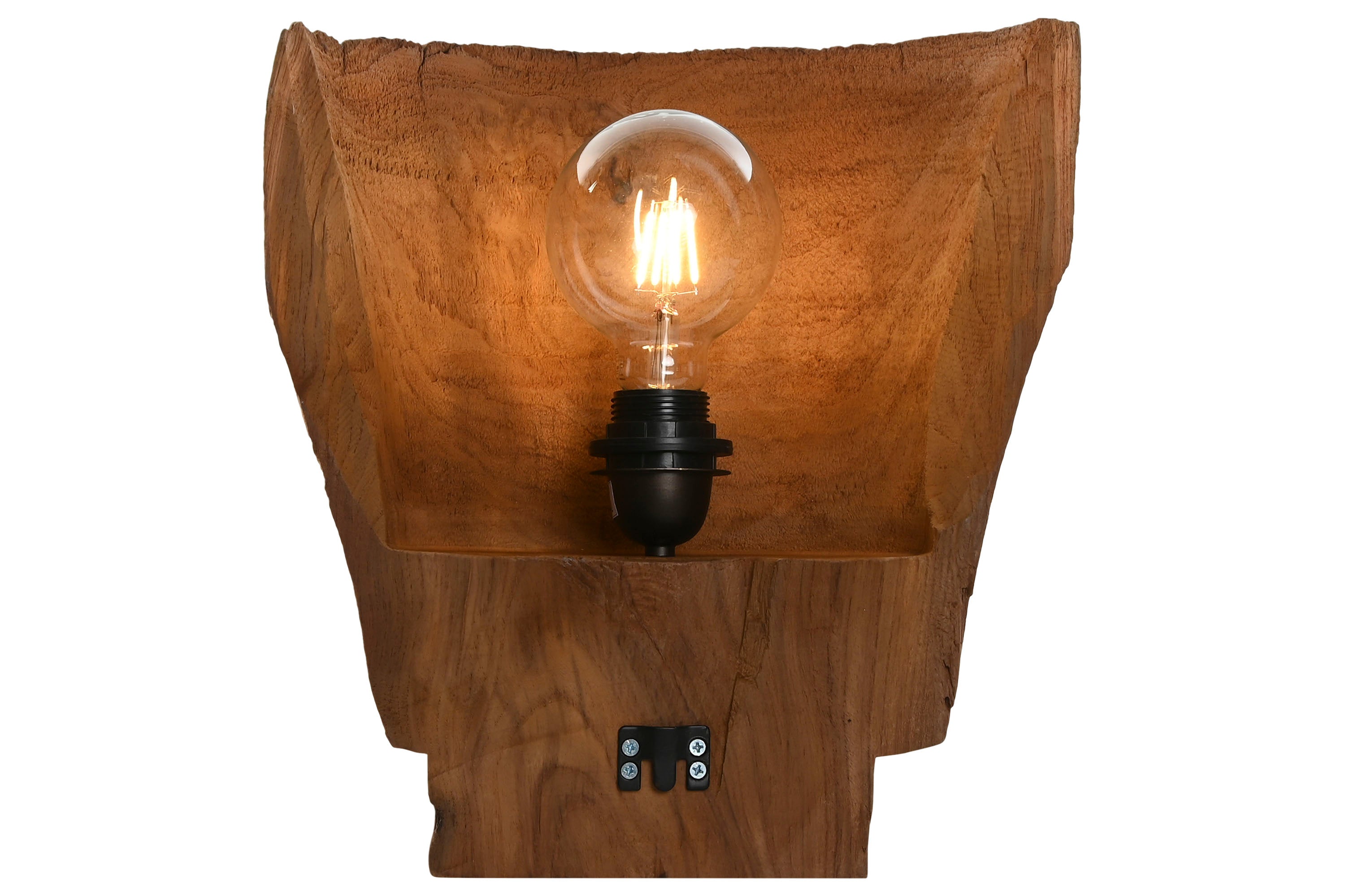 LAMPARA APLIQUE TECA 30X15X34 PARED HECHO A MANO - Imagen 1