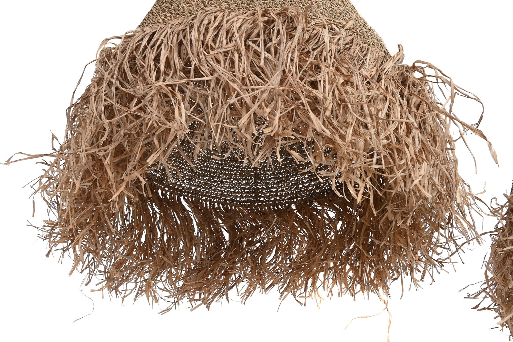 PANTALLA SET 2 HOJA DE PALMA 60X60X80 HECHO A MANO - Imagen 2