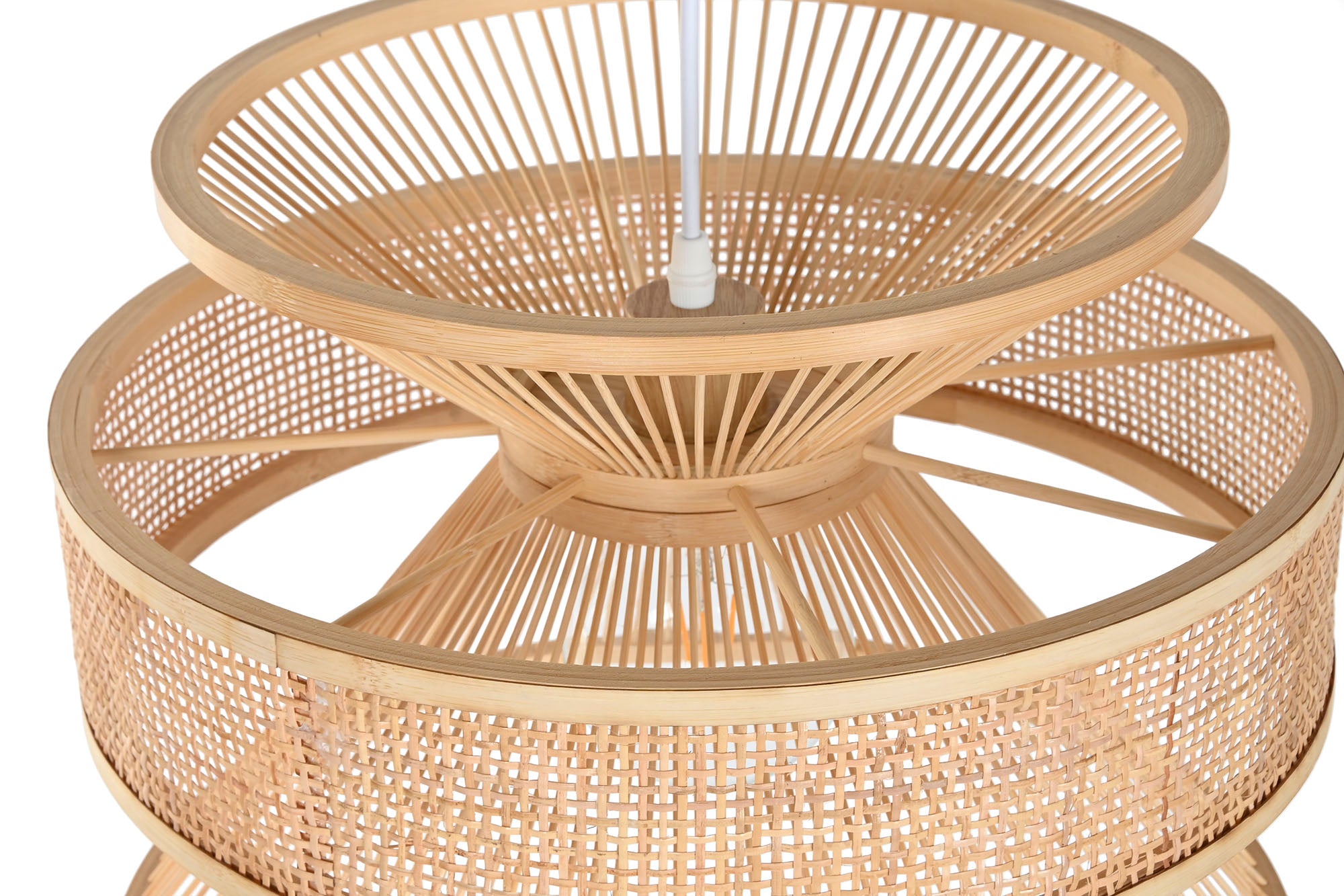 LAMPARA TECHO BAMBU RATAN 40X40X30 NATURAL MARRON - Imagen 4