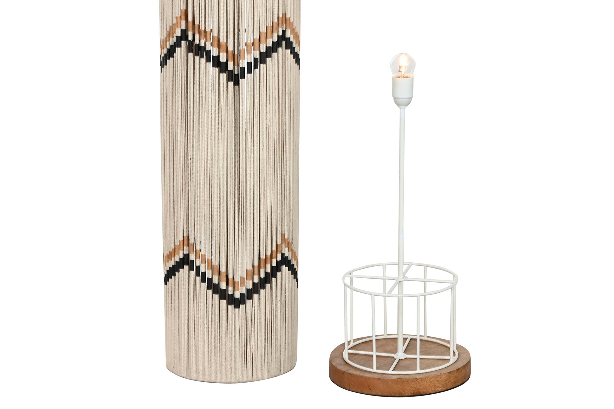LAMPARA PIE ALGODON RAFIA 25X25X125 TRENZADO - Imagen 4