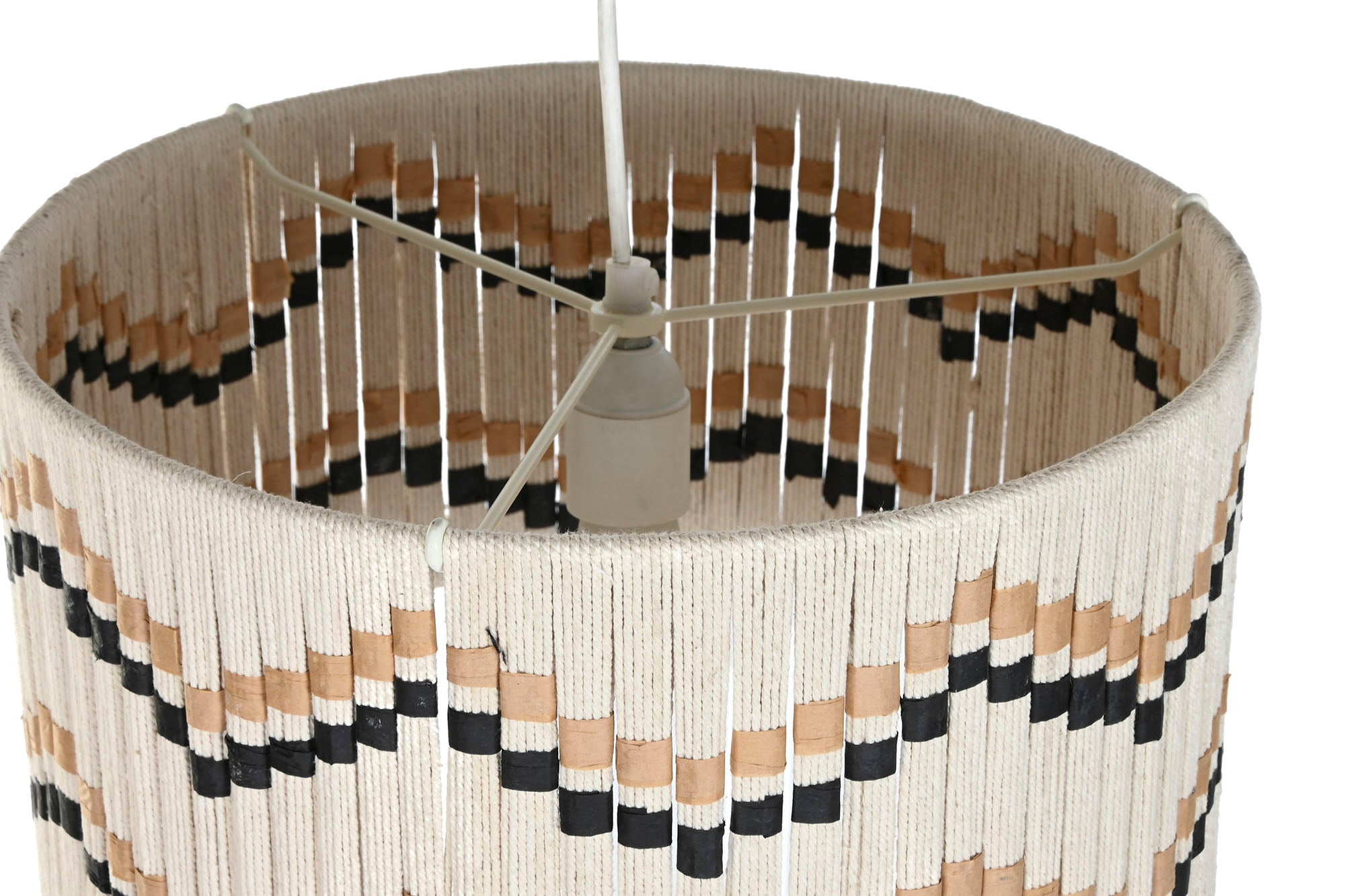 LAMPARA TECHO ALGODON RAFIA 39X39X21 TRENZADO - Imagen 1