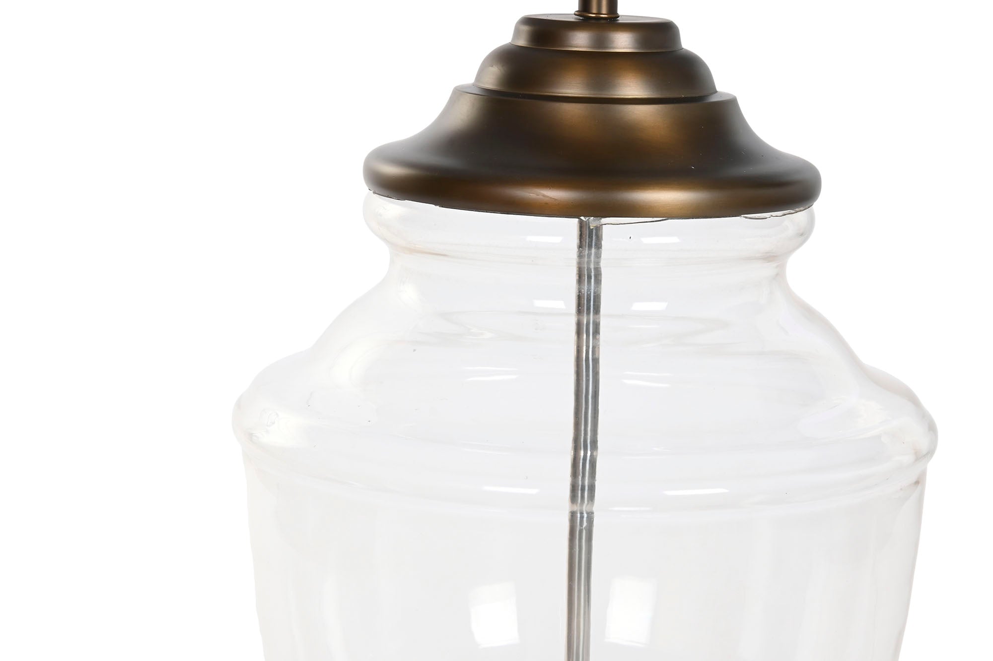 LAMPARA SOBREMESA ACERO PATINADO CRISTAL 60X60X106 - Imagen 1