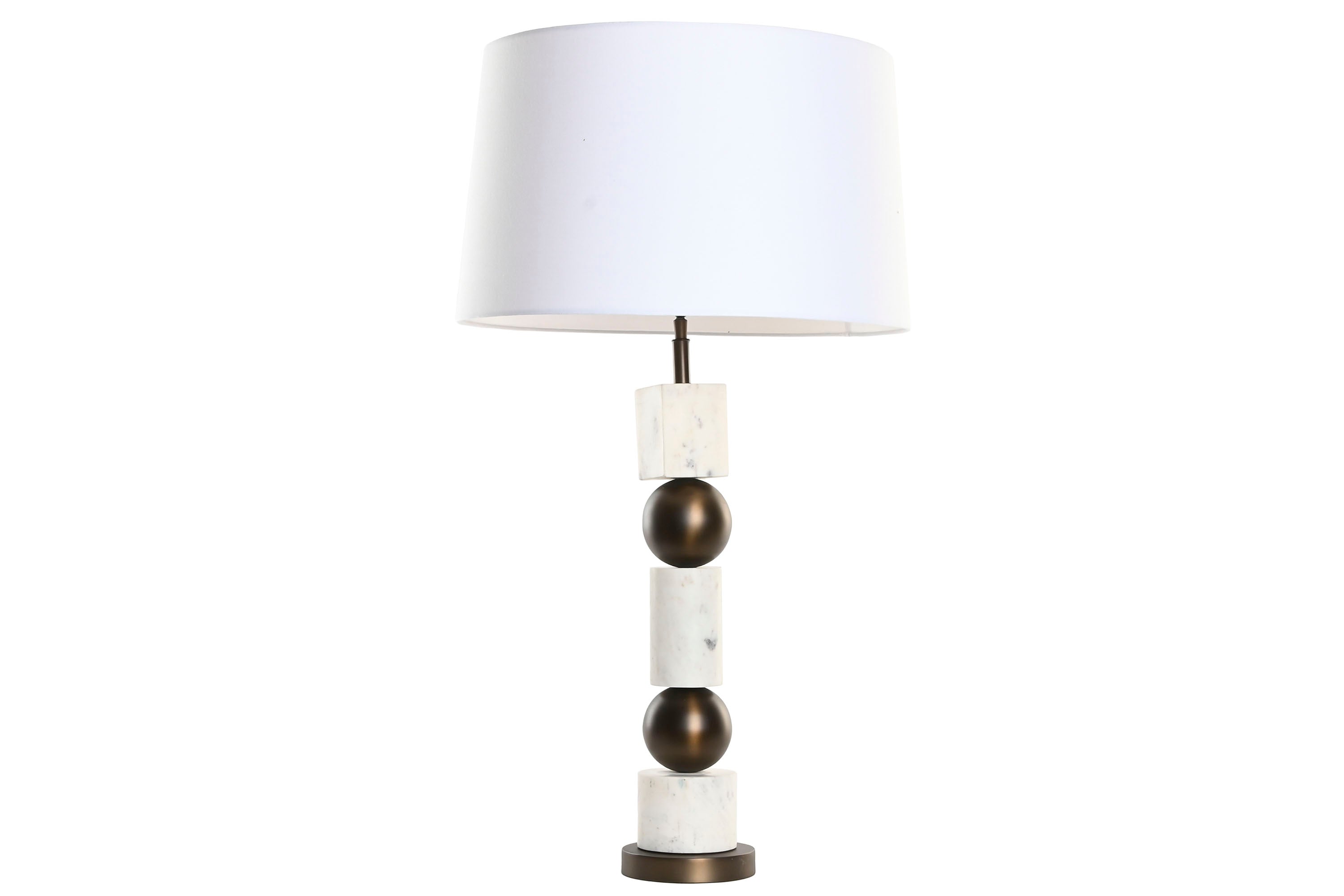 LAMPARA SOBREMESA ACERO MARMOL 50X50X87 BRONCE - Imagen 4