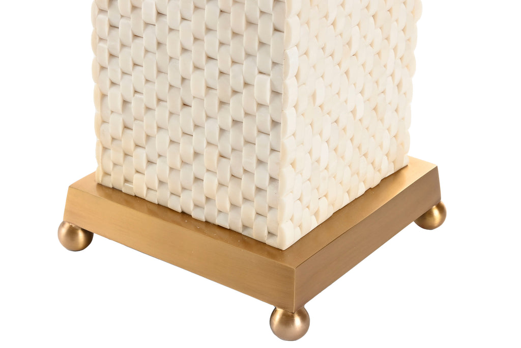 LAMPARA SOBREMESA LATON HUESO 14X36X57 DORADO - Imagen 5