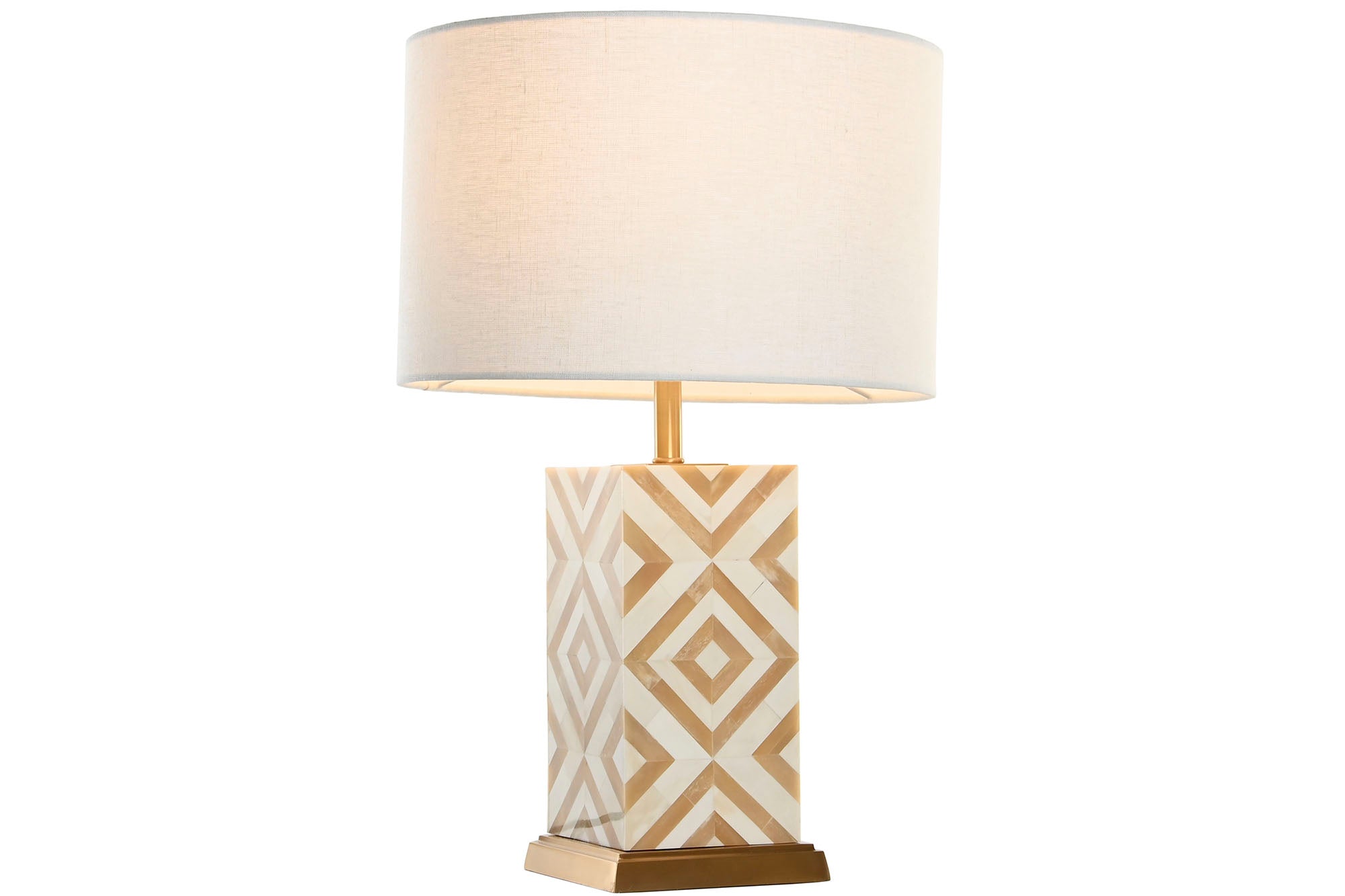 LAMPARA SOBREMESA LATON HUESO 36X36X45 DORADO - Imagen 4