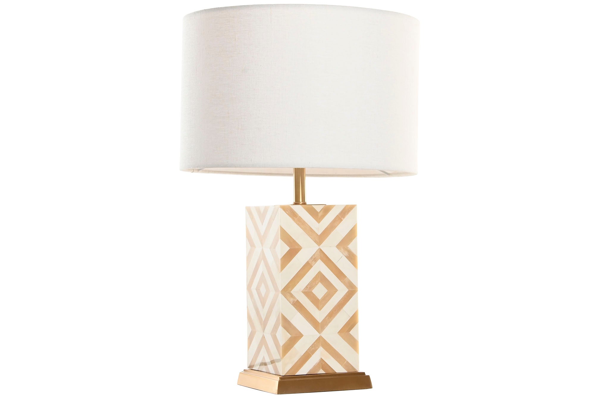 LAMPARA SOBREMESA LATON HUESO 36X36X45 DORADO - Imagen 3