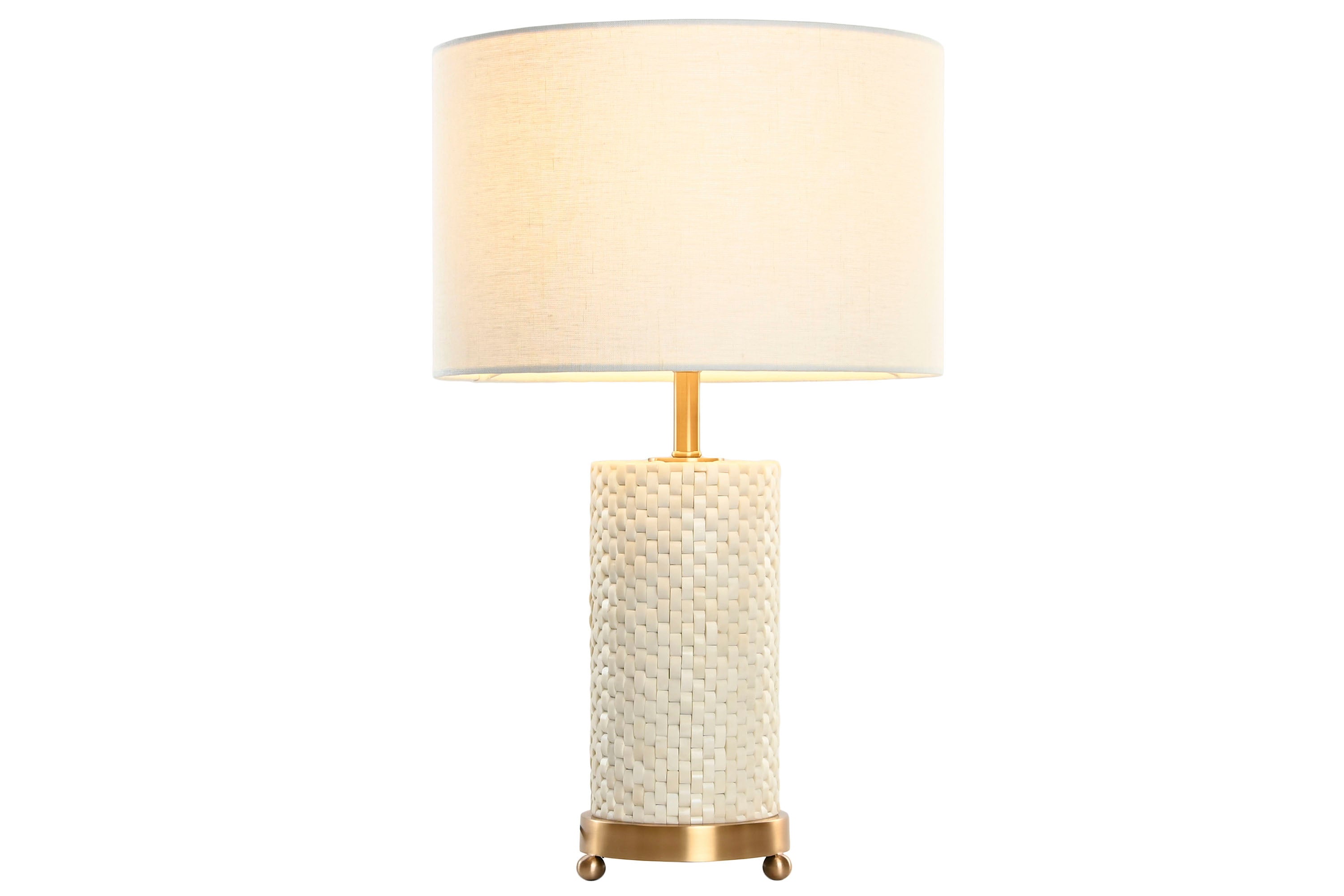 LAMPARA SOBREMESA LATON HUESO 36X36X46 BLANCO - Imagen 2