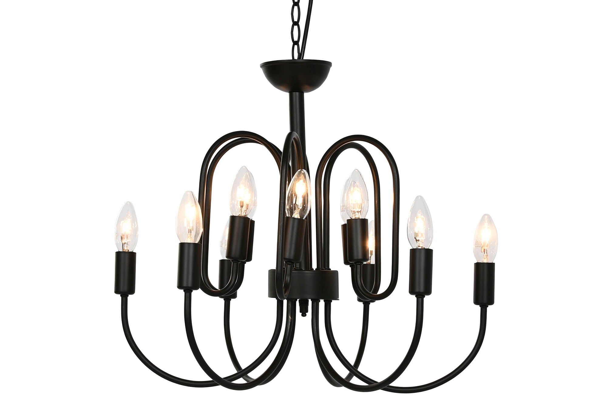 LAMPARA TECHO METAL 54X54X46 12 BRAZOS NEGRO - Imagen 2