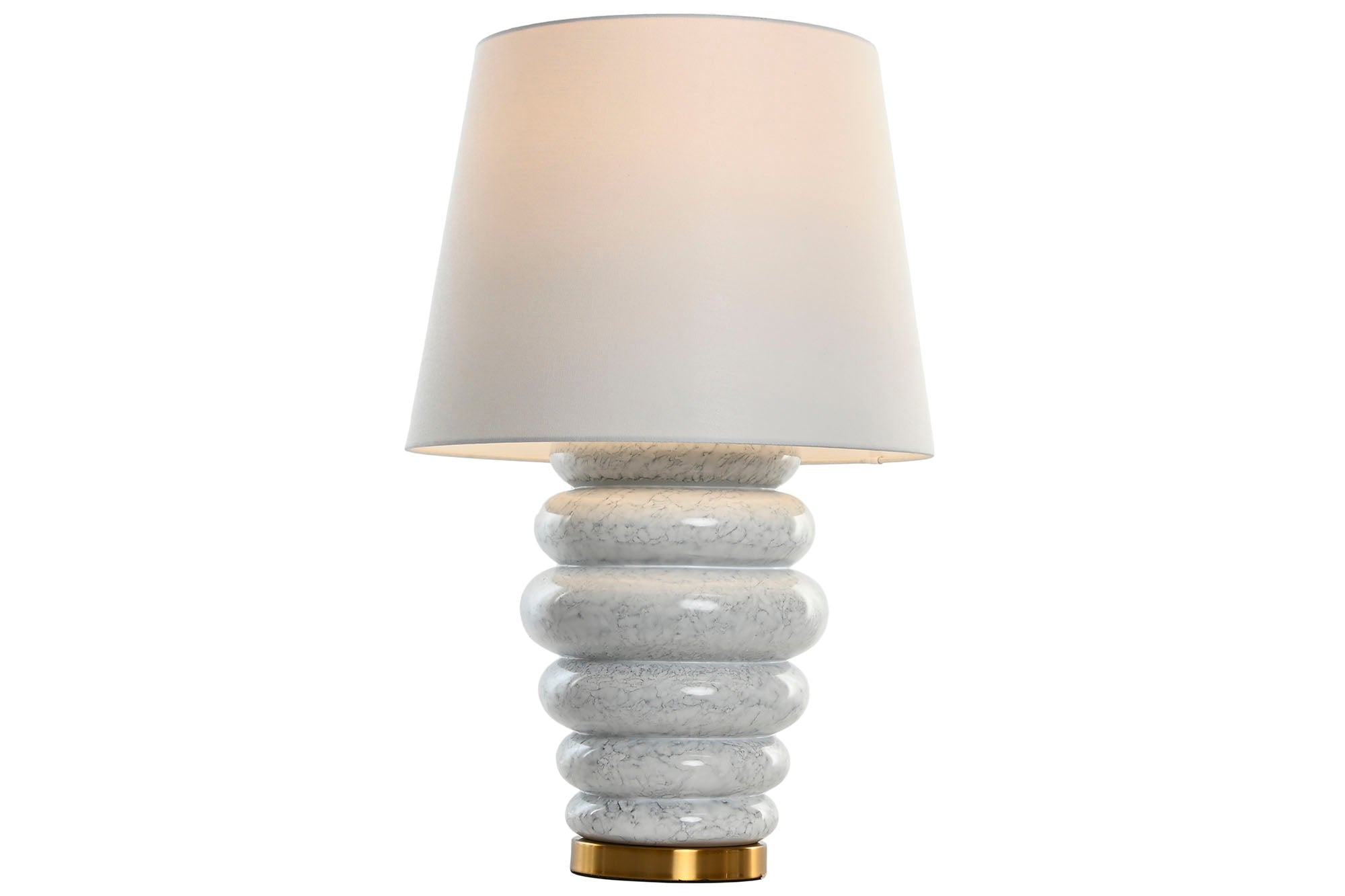 LAMPARA SOBREMESA CERAMICA ALGODON 43X43X72 DISCOS - Imagen 2