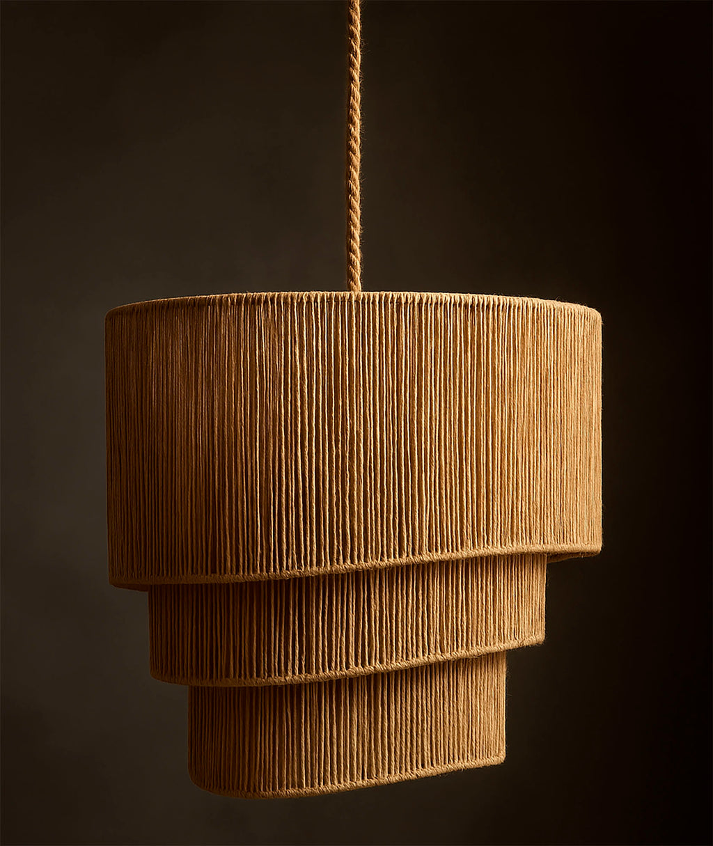 LAMPARA TECHO CUERDA METAL 50X50X50 NATURAL MARRON - Imagen 2