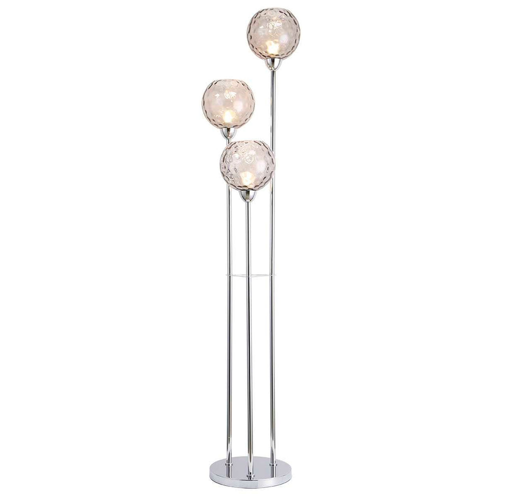 LAMPARA PIE HIERRO CRISTAL 30X30X172 3 BOLAS - Imagen 1