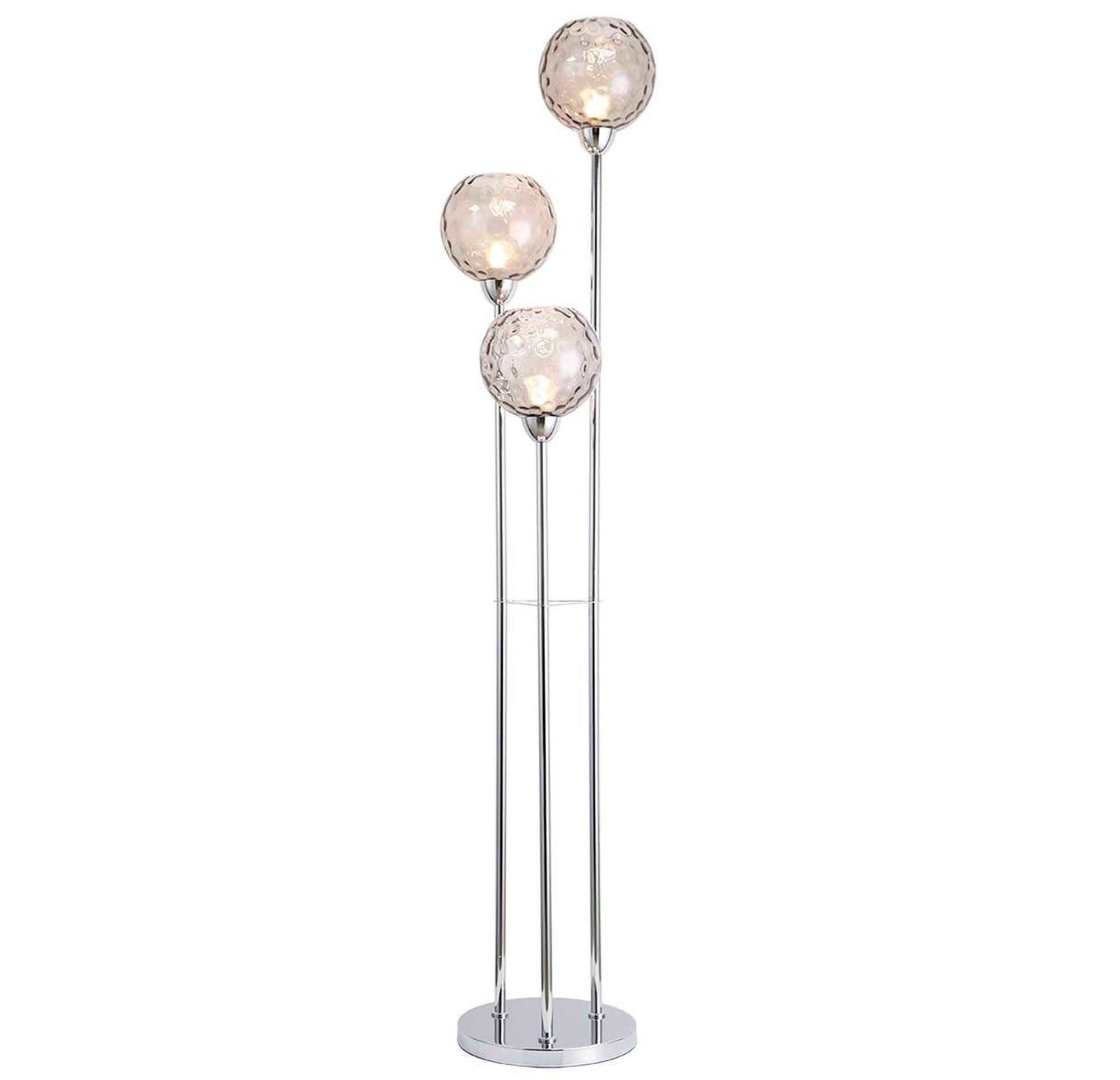 LAMPARA PIE HIERRO CRISTAL 30X30X172 3 BOLAS - Imagen 1