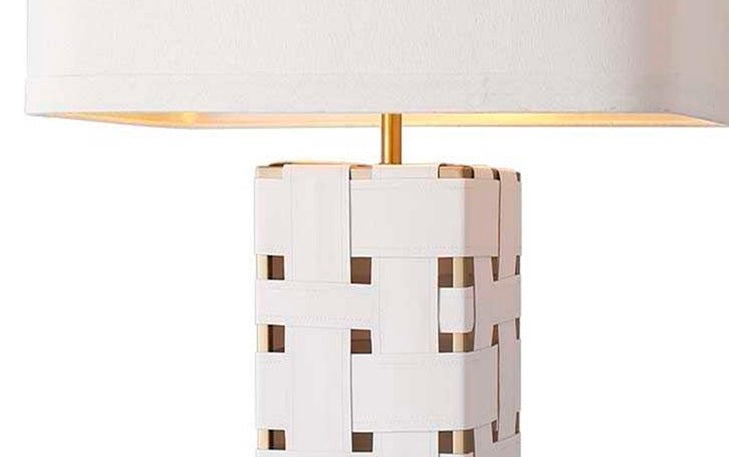 LAMPARA SOBREMESA CUERO LINO 48X33X83 TRENZADO - Imagen 2