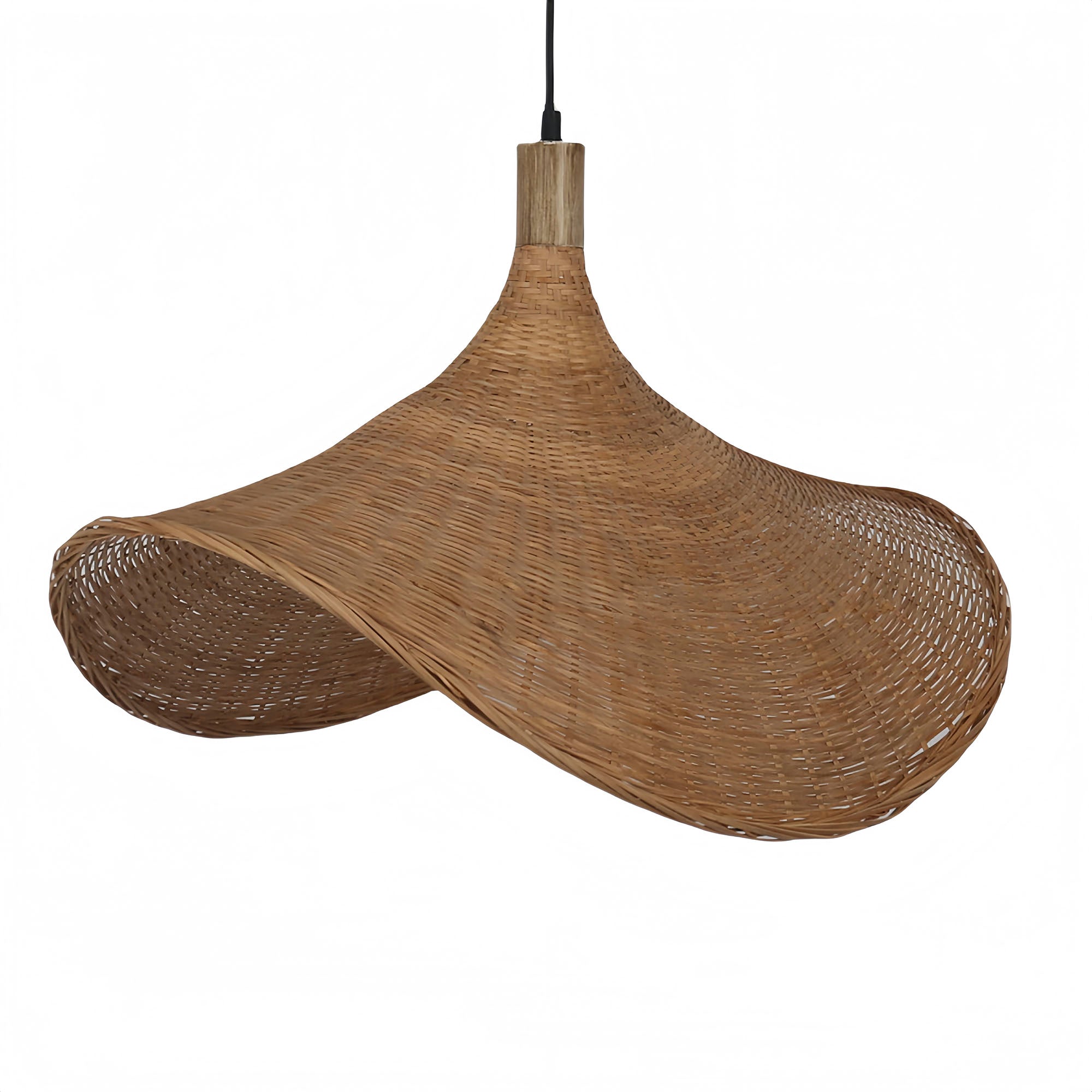 LAMPARA TECHO RATAN 60X60X30 SOMBRERO NATURAL - Imagen 1