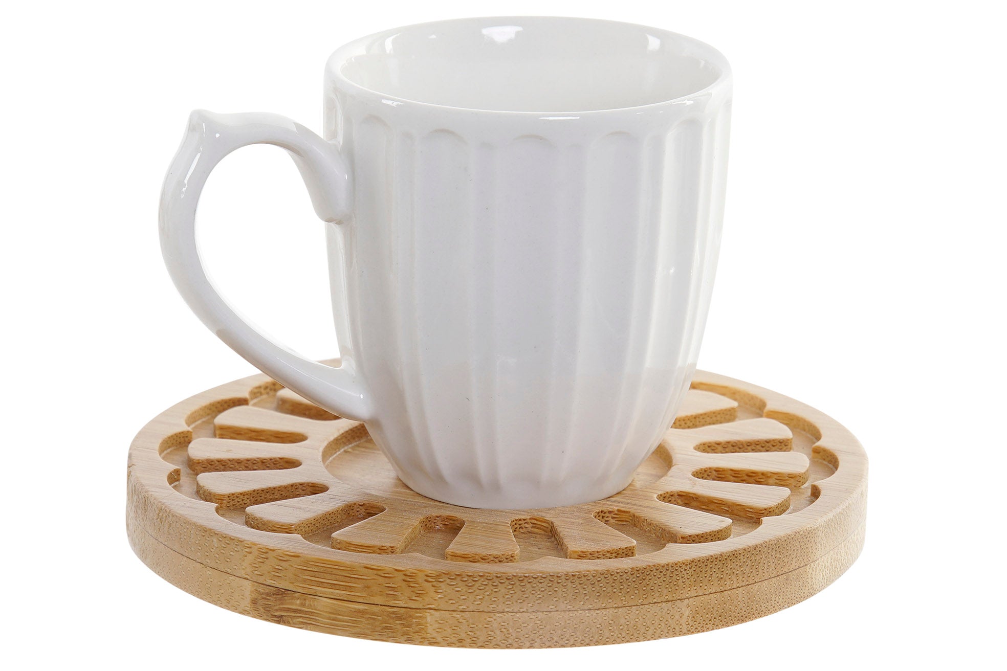 CAFE SET 6 PORCELANA BAMBU 18X18X22 90 BLANCO - Imagen 2