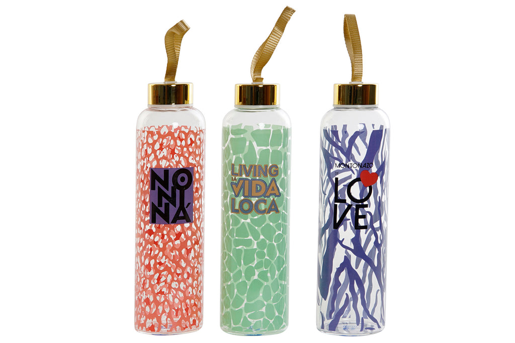 BOTELLA BOROSILICATO INOX 6,5X6,5X23 3 SURT. - Imagen 1