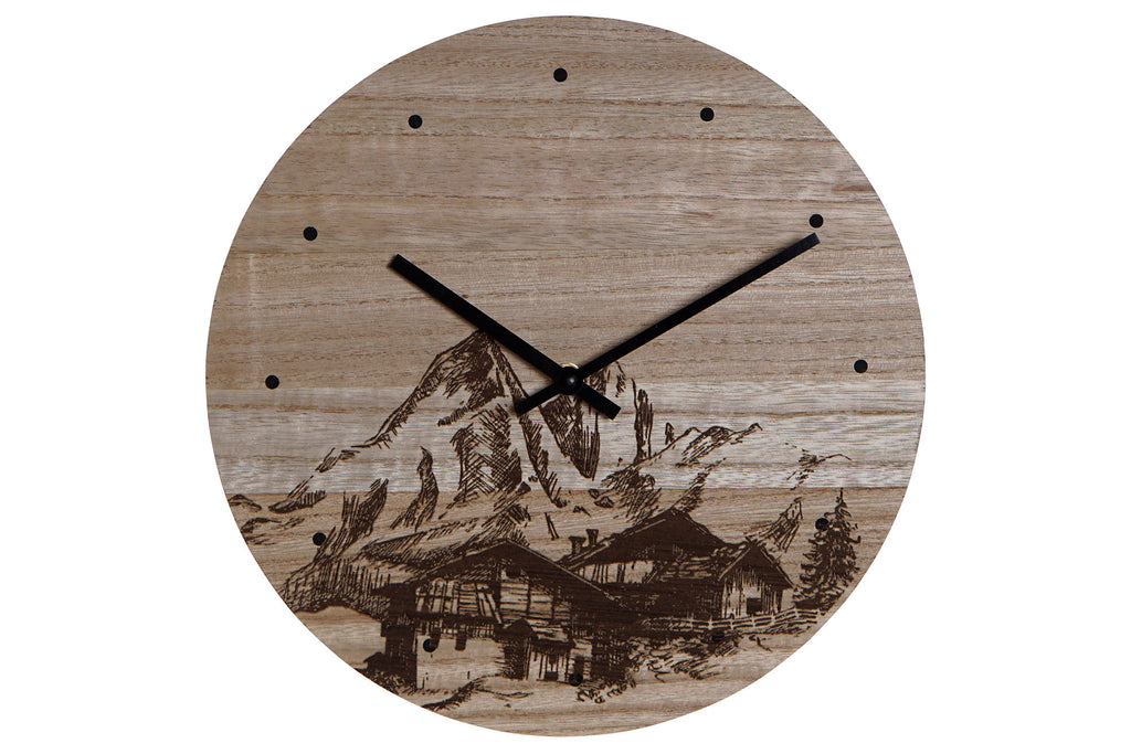 RELOJ PARED MDF 30X30X1,5 MONTAÑA NEGRO - Imagen 1