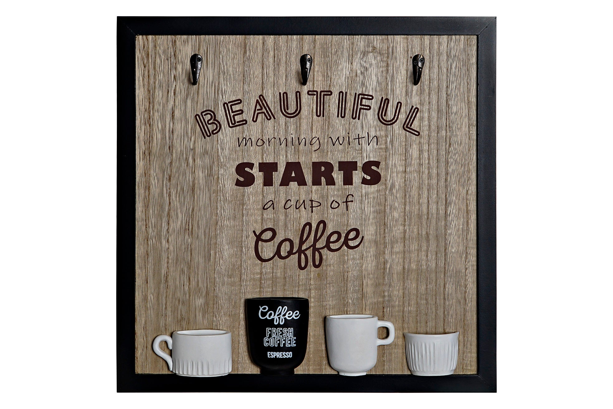 PERCHERO PARED MADERA RESINA 41X3X41 MARRON - Imagen 1