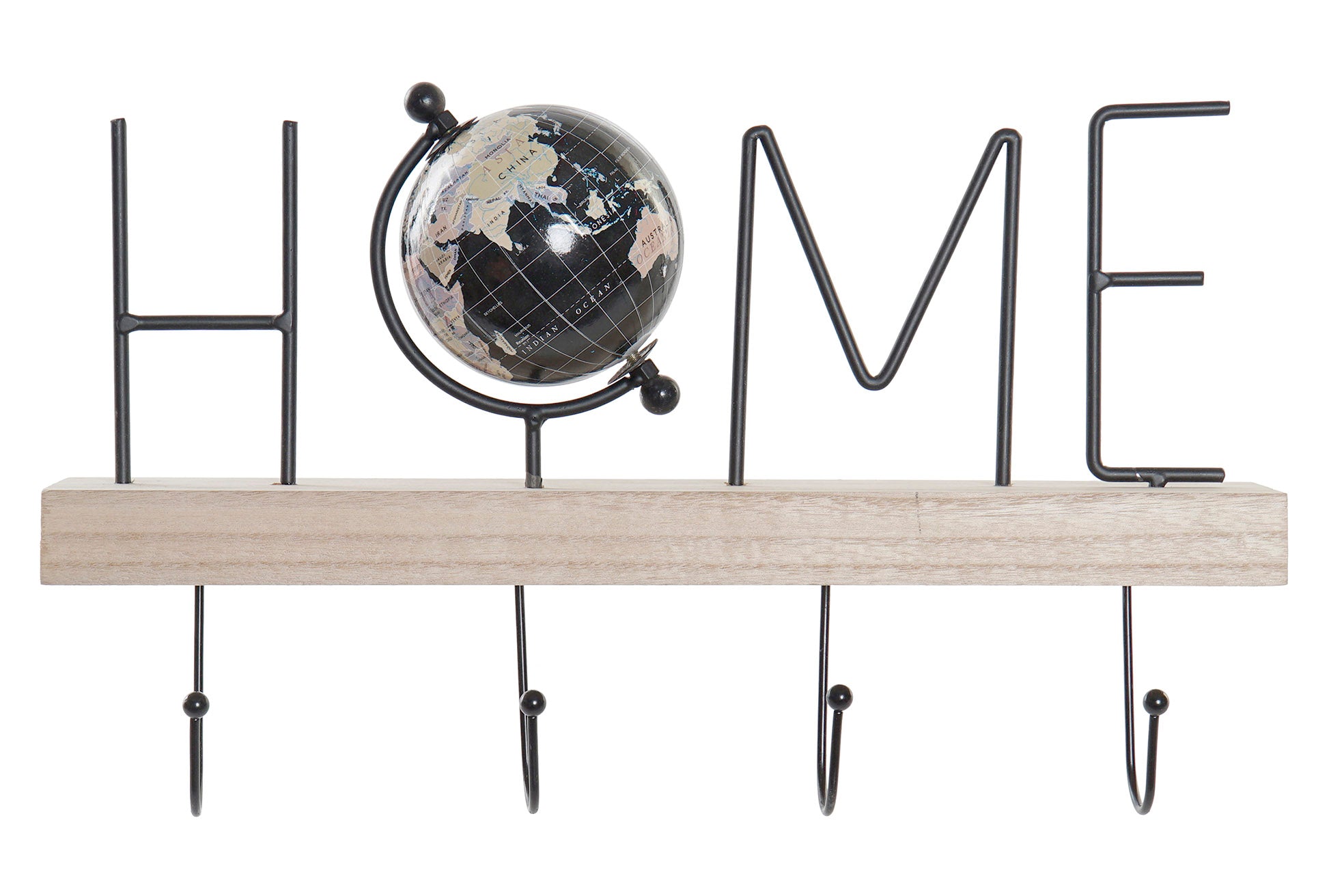 PERCHERO PARED MDF HIERRO 36X8X21 NEGRO - Imagen 1