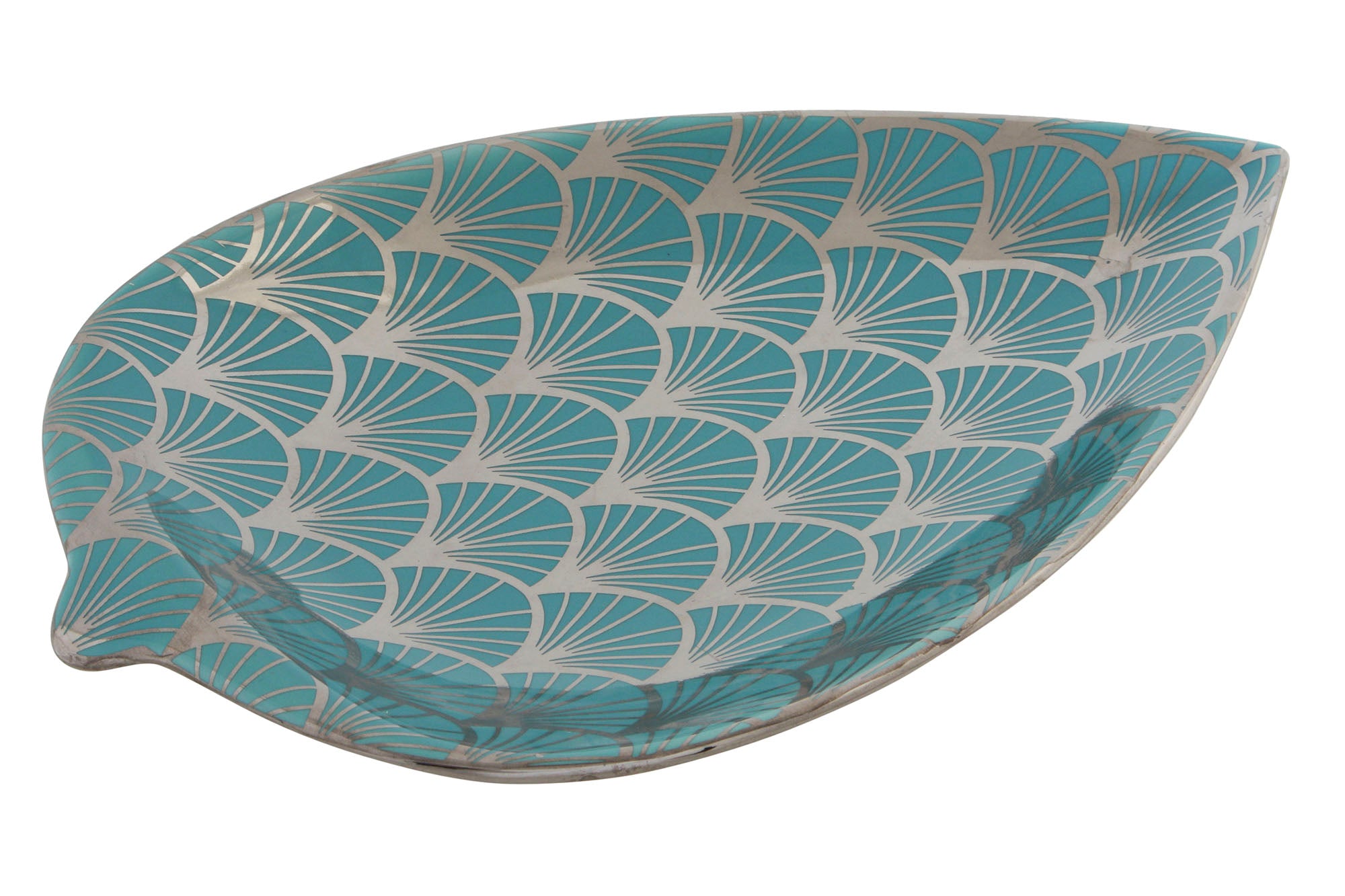 CENTRO MESA PORCELANA 27,5X16X3 HOJA CROMADO - Imagen 2