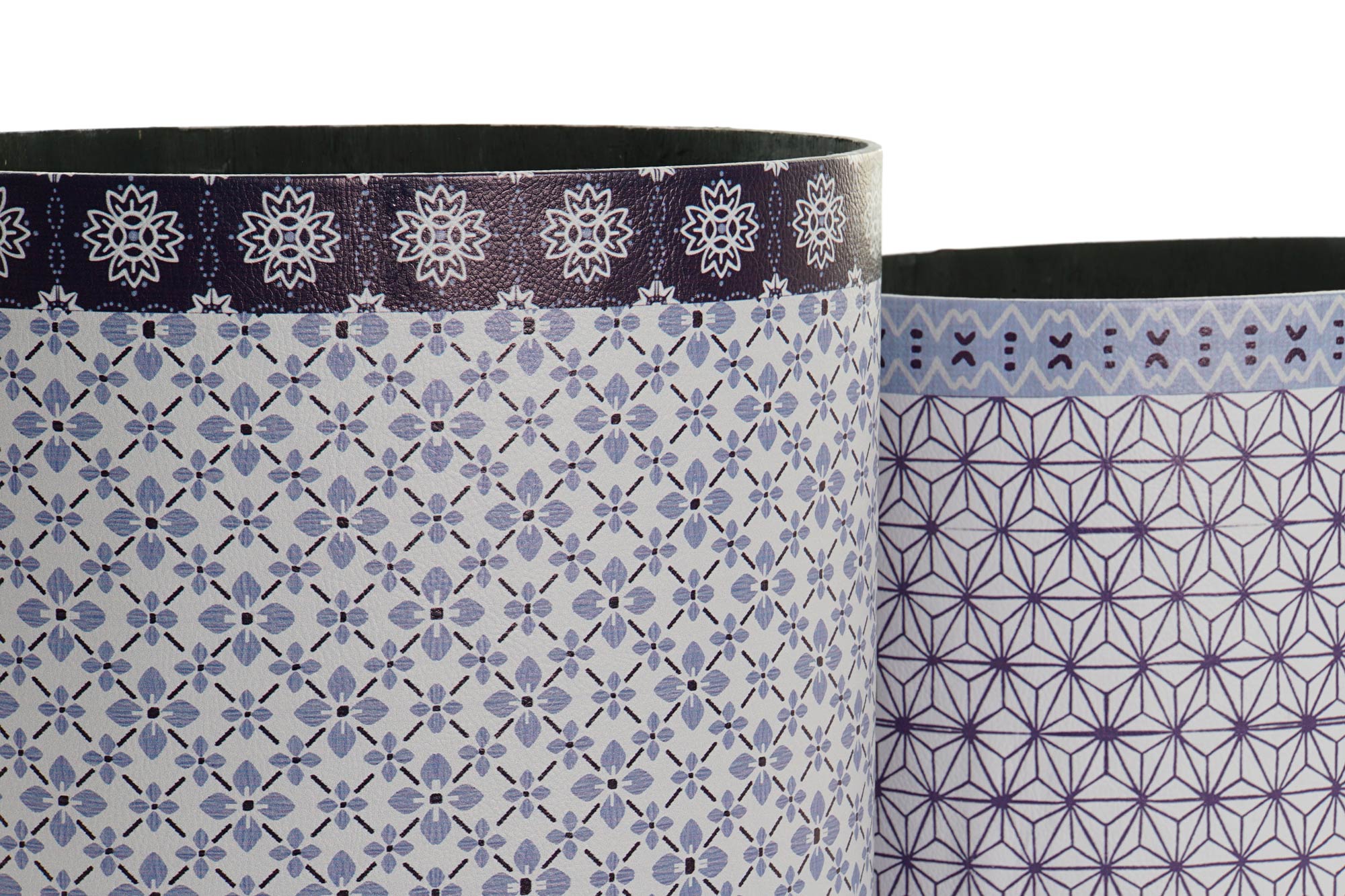 PAPELERA SET 2 LIENZO MADERA 31,5X23X35,3 AZUL - Imagen 1