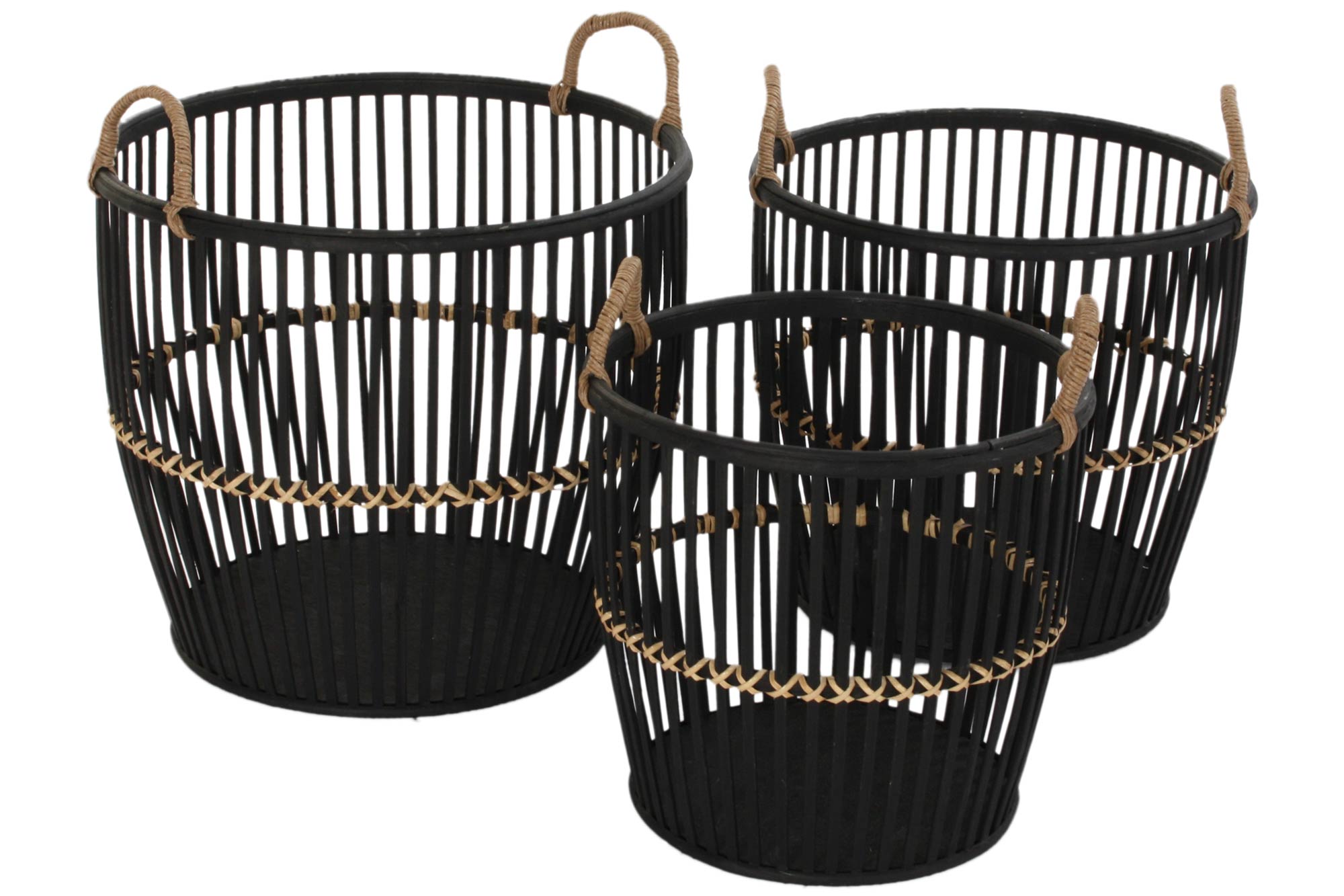 CESTA SET 3 BAMBU 38X38X39 NEGRO - Imagen 4