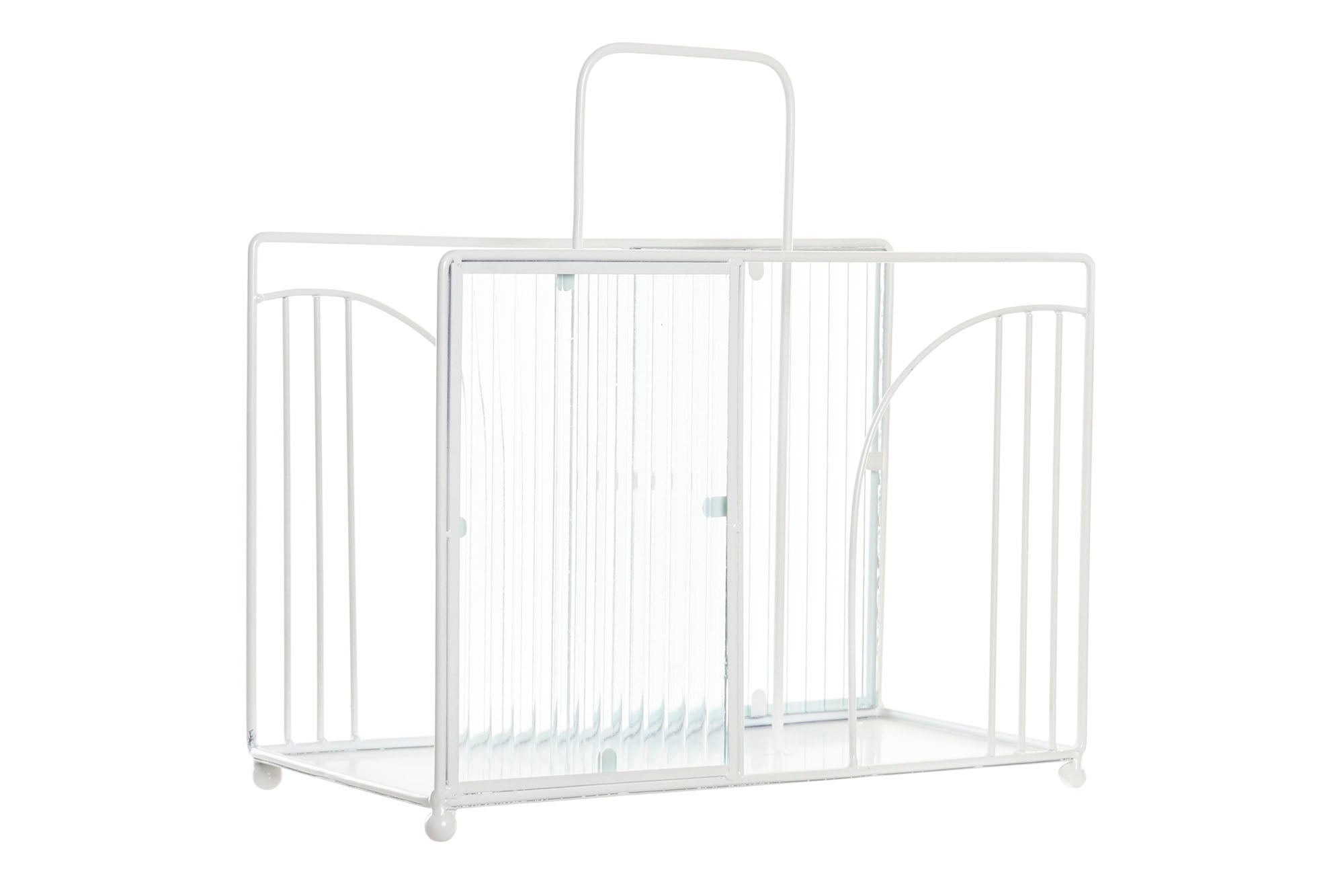REVISTERO METAL CRISTAL 36X16X34 BLANCO - Imagen 1