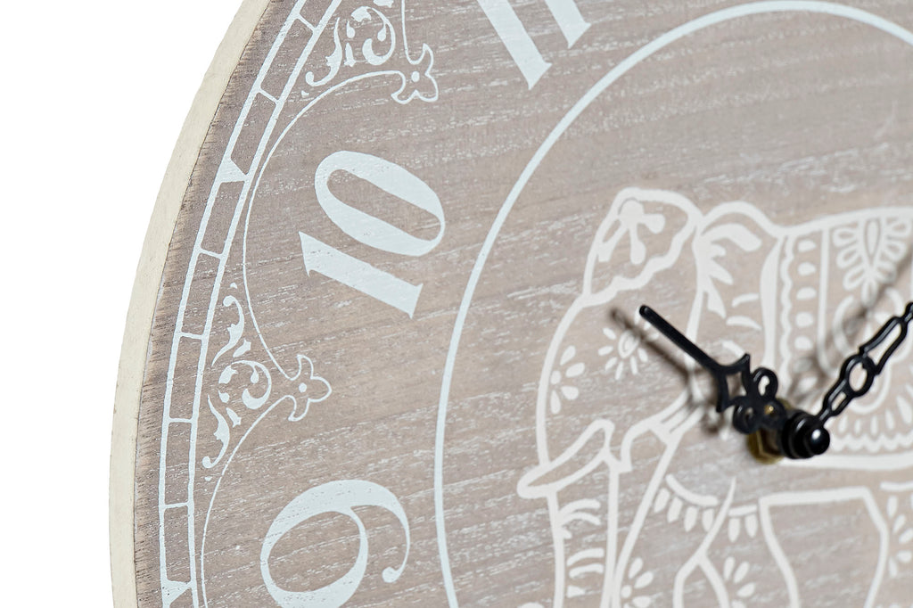 RELOJ PARED MDF 30X3X30 ELEFANTES DECAPE BLANCO - Imagen 2