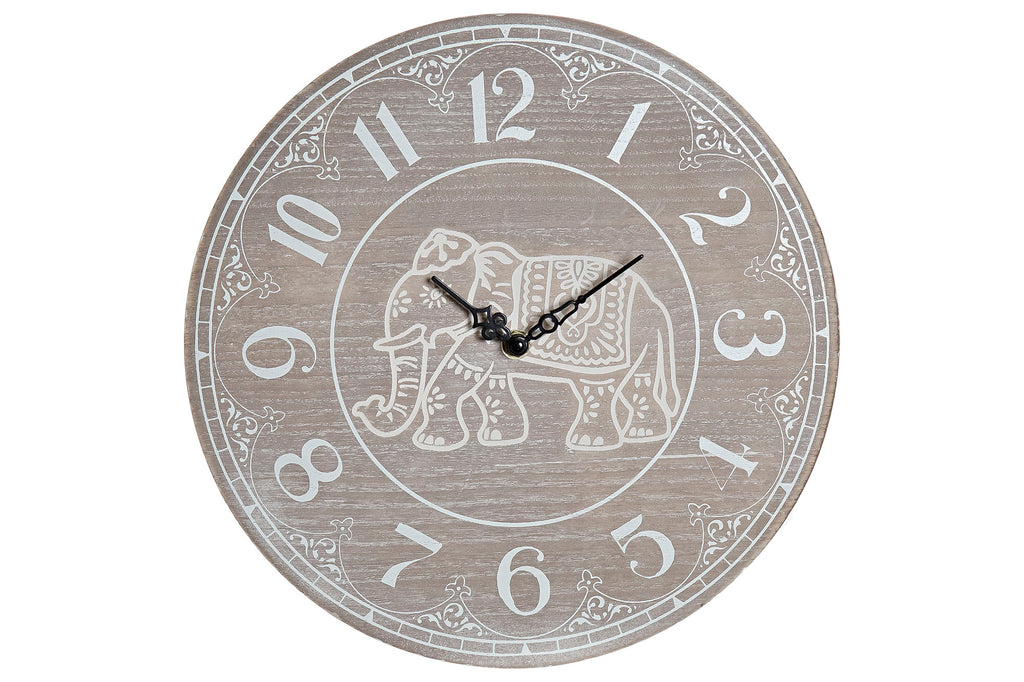 RELOJ PARED MDF 30X3X30 ELEFANTES DECAPE BLANCO - Imagen 1