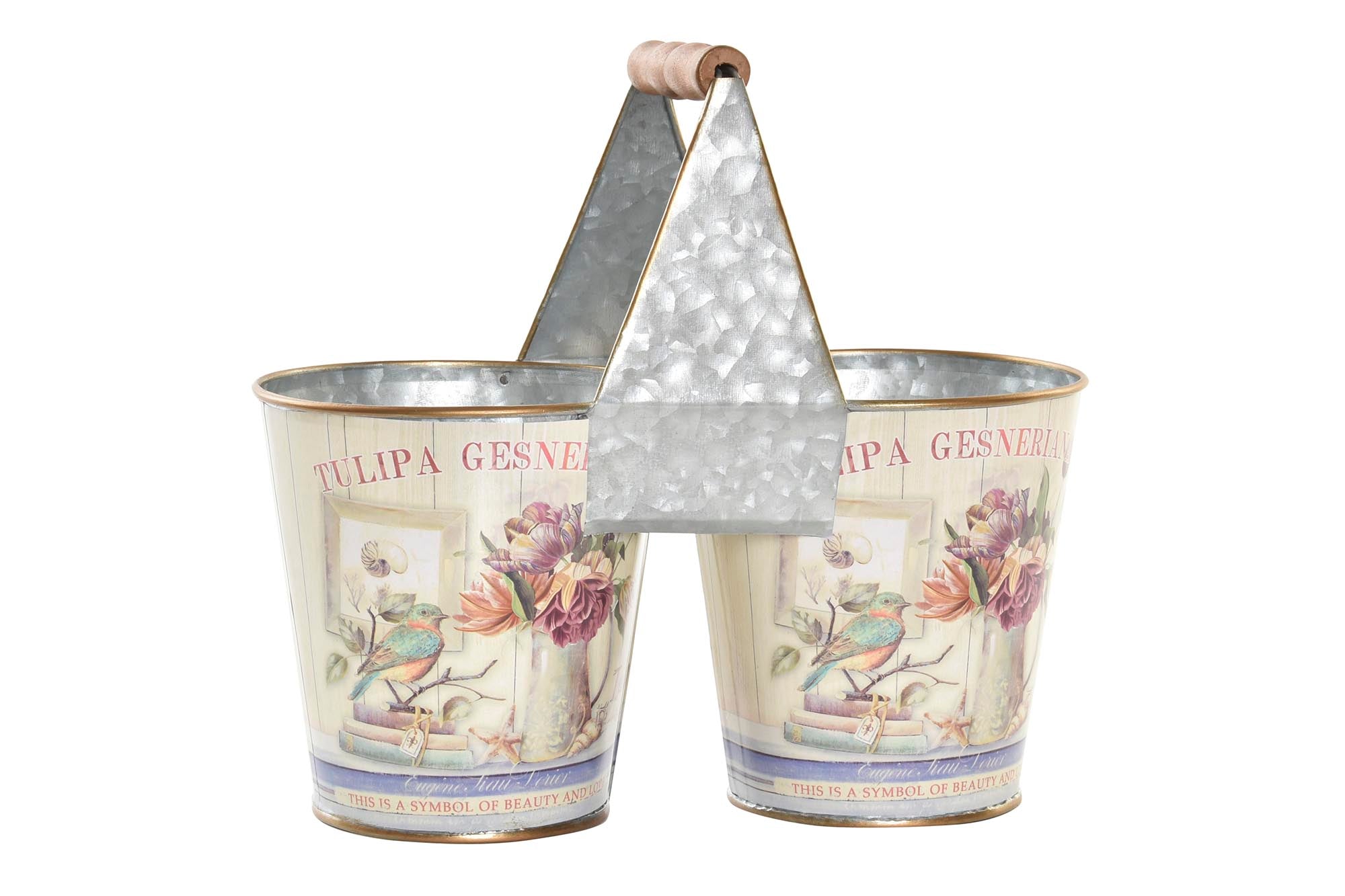 MACETERO METAL 24X12X23 TULIPA ROSA - Imagen 1