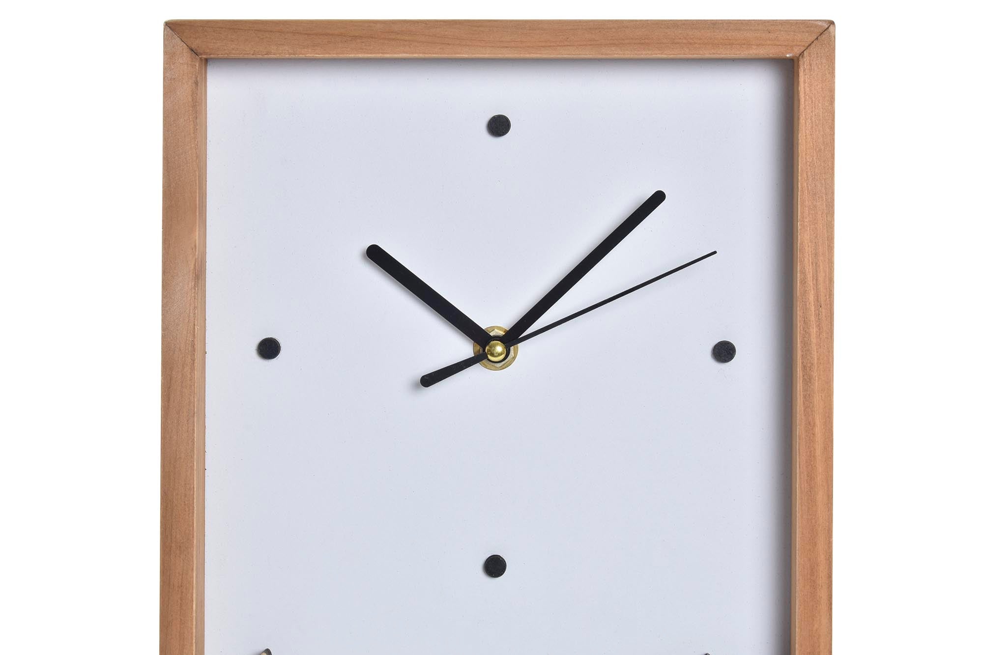 RELOJ PARED MADERA 20X4X30 CASAS BLANCO - Imagen 1