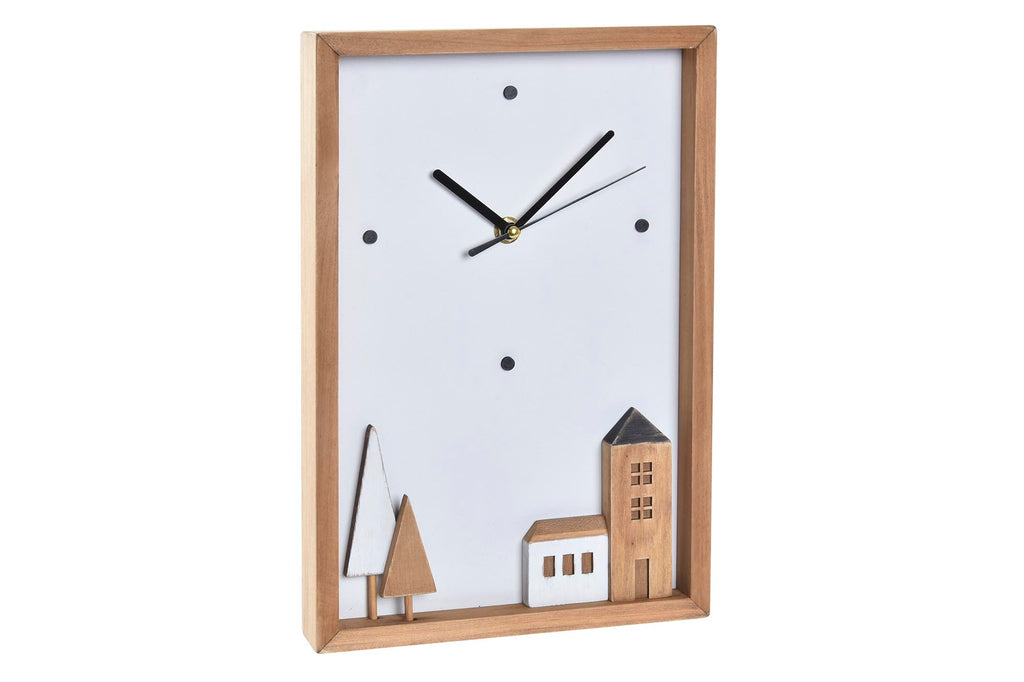 RELOJ PARED MADERA 20X4X30 CASAS BLANCO - Imagen 2