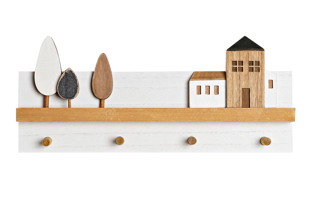 PERCHERO PARED MADERA 40X4X17 CASAS BLANCO - Imagen 1