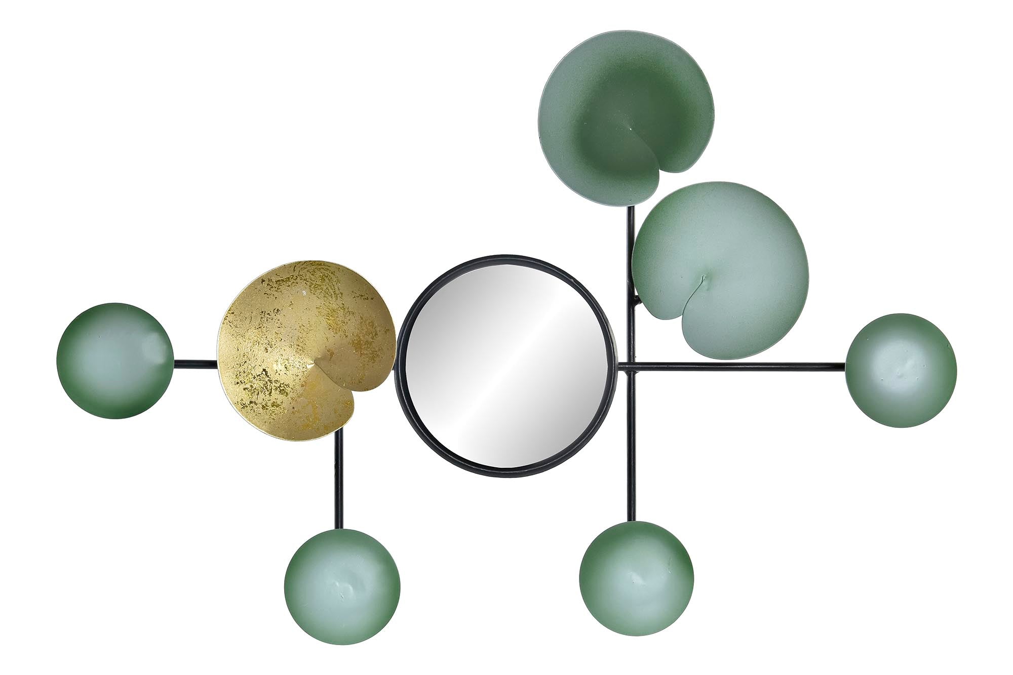 DECORACION PARED METAL ESPEJO 45X3X30 NENUFAR - Imagen 1