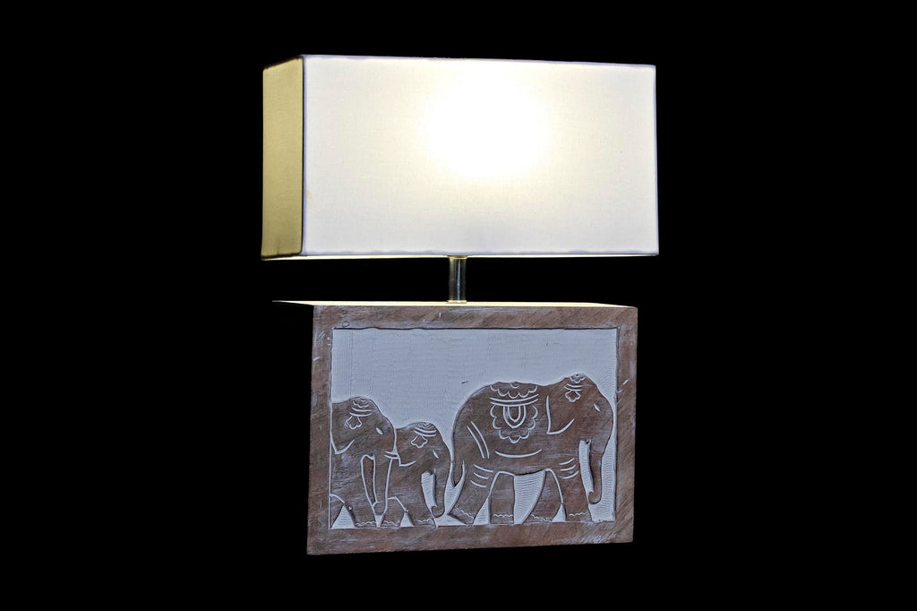 LAMPARA SOBREMESA MANGO POLIESTER 33X12X41 MARRON - Imagen 2