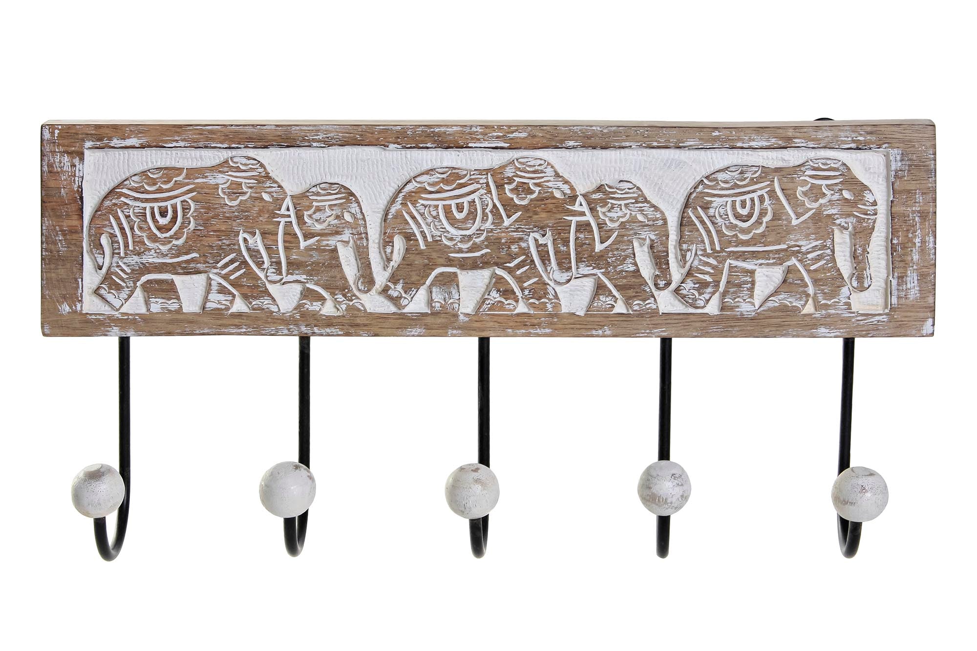 PERCHERO PARED MANGO METAL 38X6X18 ELEFANTES - Imagen 1