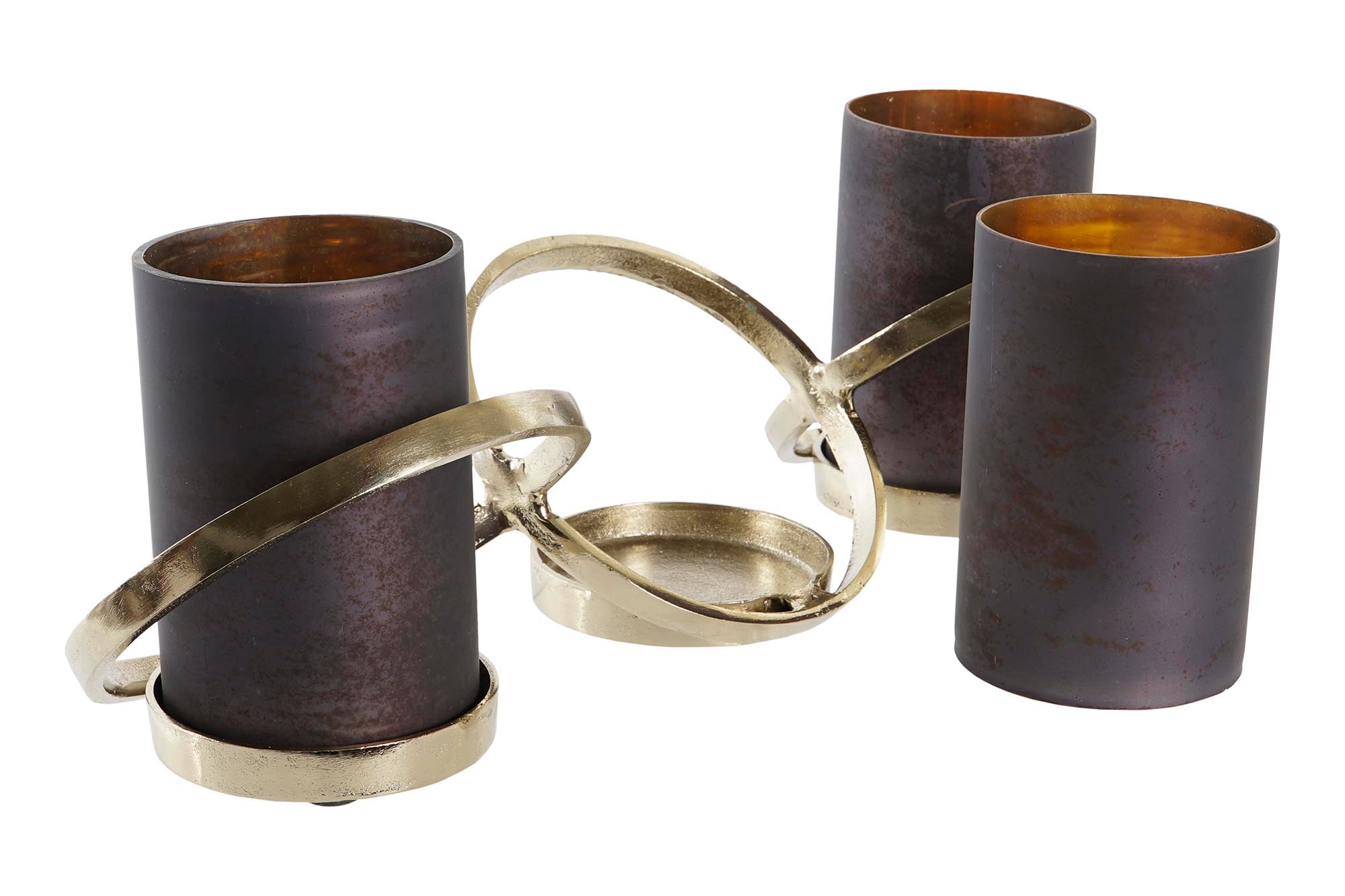 PORTAVELA CRISTAL ALUMINIO 52X15X16,5 3 VELAS GRIS - Imagen 2