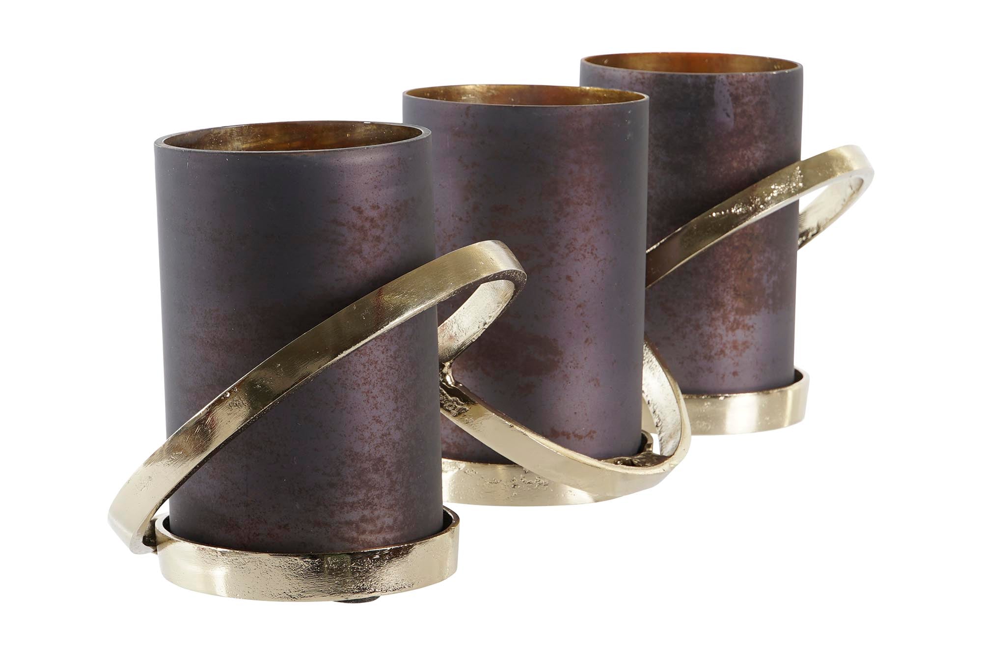 PORTAVELA CRISTAL ALUMINIO 52X15X16,5 3 VELAS GRIS - Imagen 4