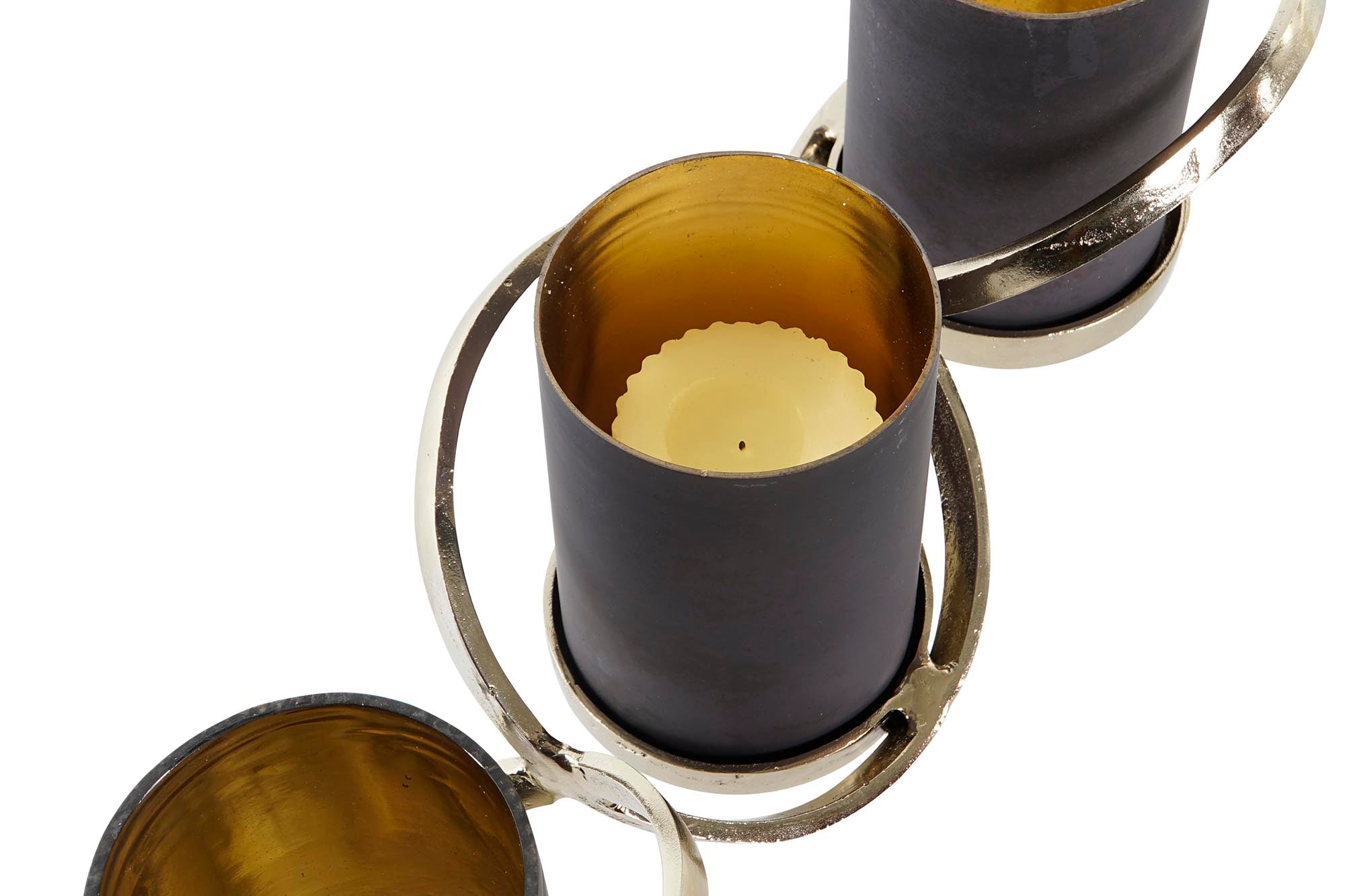 PORTAVELA CRISTAL ALUMINIO 52X15X16,5 3 VELAS GRIS - Imagen 3