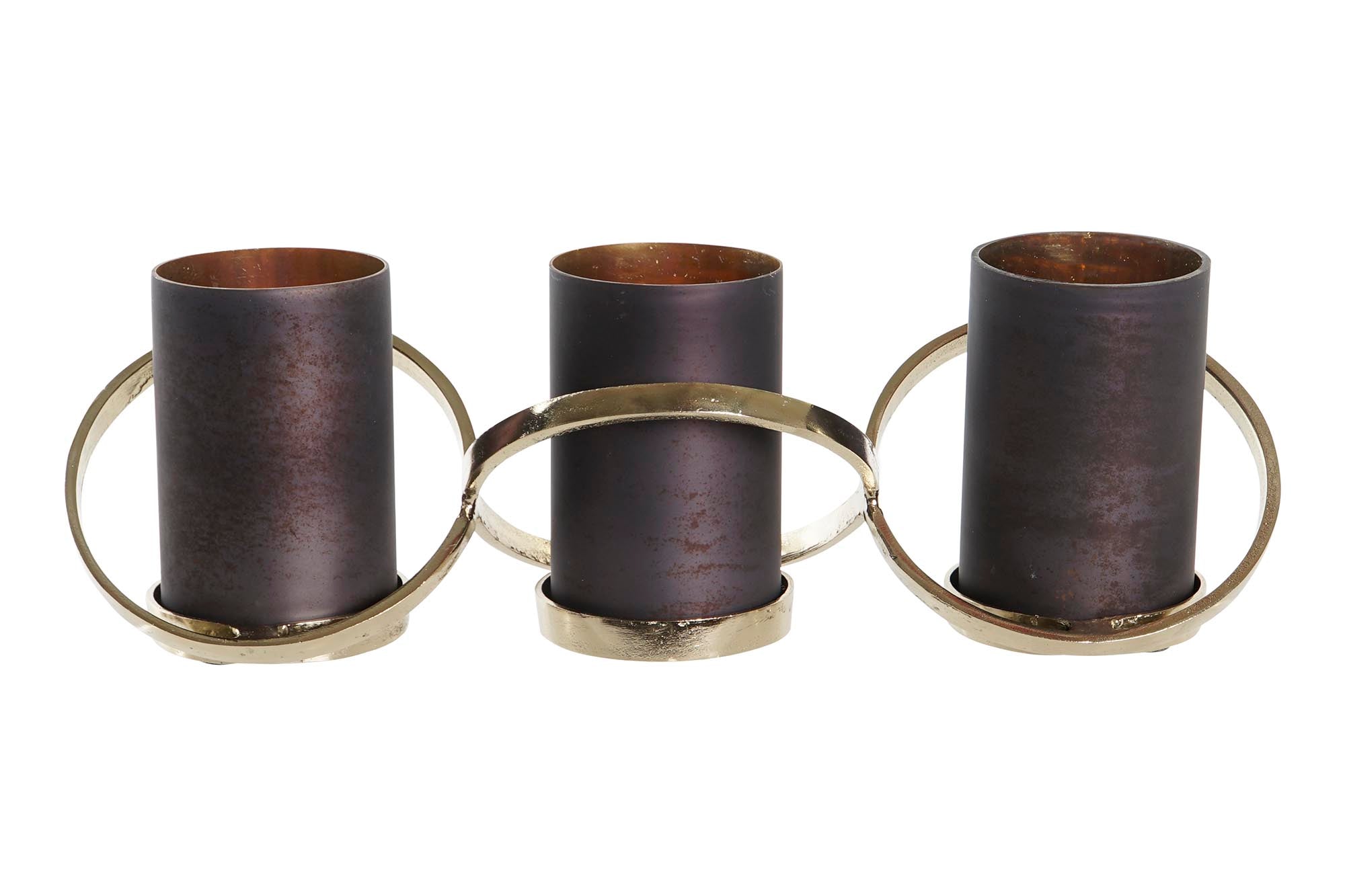 PORTAVELA CRISTAL ALUMINIO 52X15X16,5 3 VELAS GRIS - Imagen 1