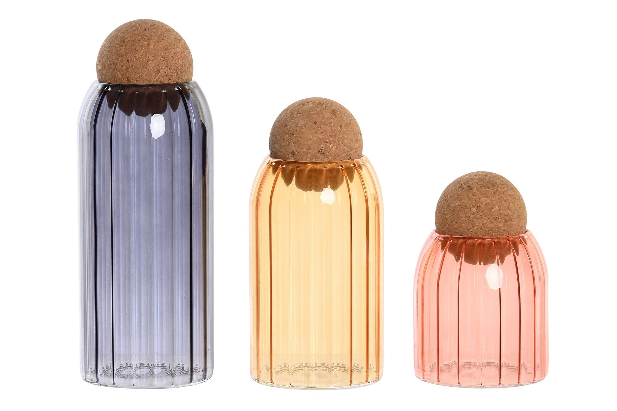 BOTE SET 3 CRISTAL 8,5X8,5X24 AZUL MARINO - Imagen 2