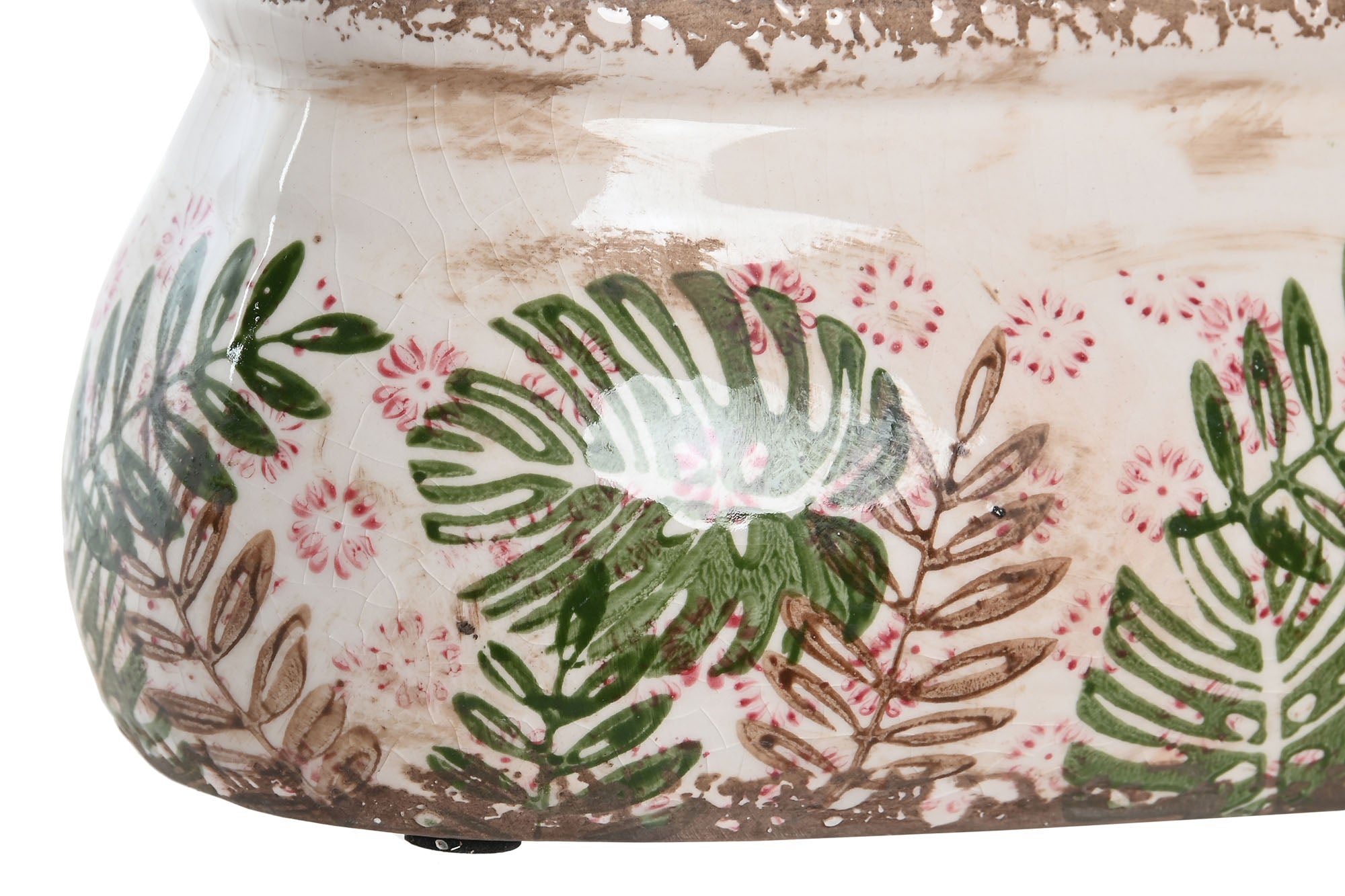 MACETERO GRES 23X10X9 HOJAS BLANCO - Imagen 3