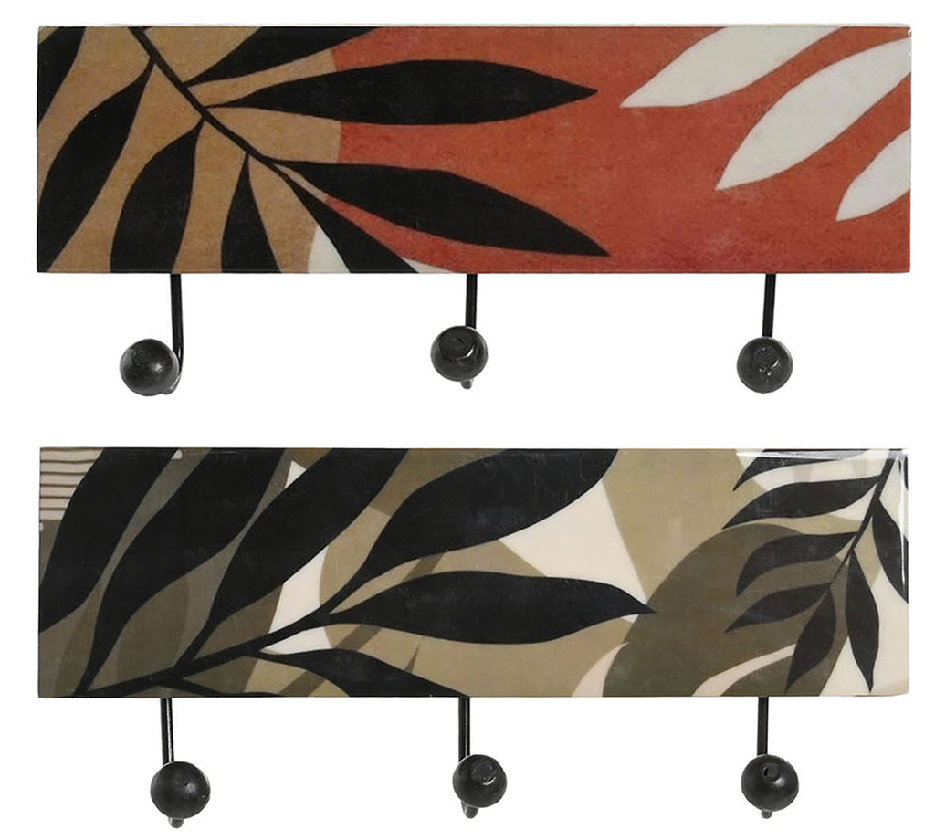 PERCHERO PARED MANGO HIERRO 38X5X18 HOJAS 2 SURT. - Imagen 1